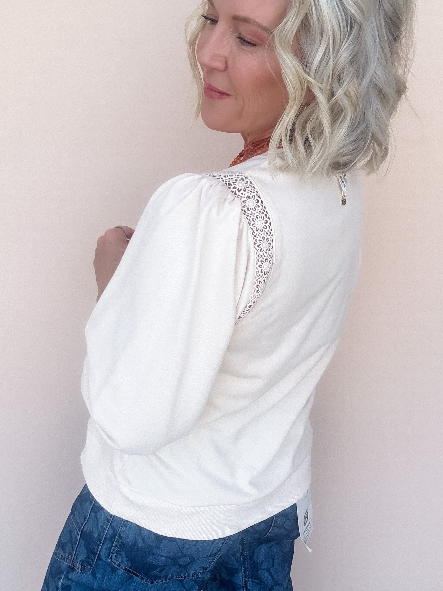 Laced With Love Top | Oatmeal