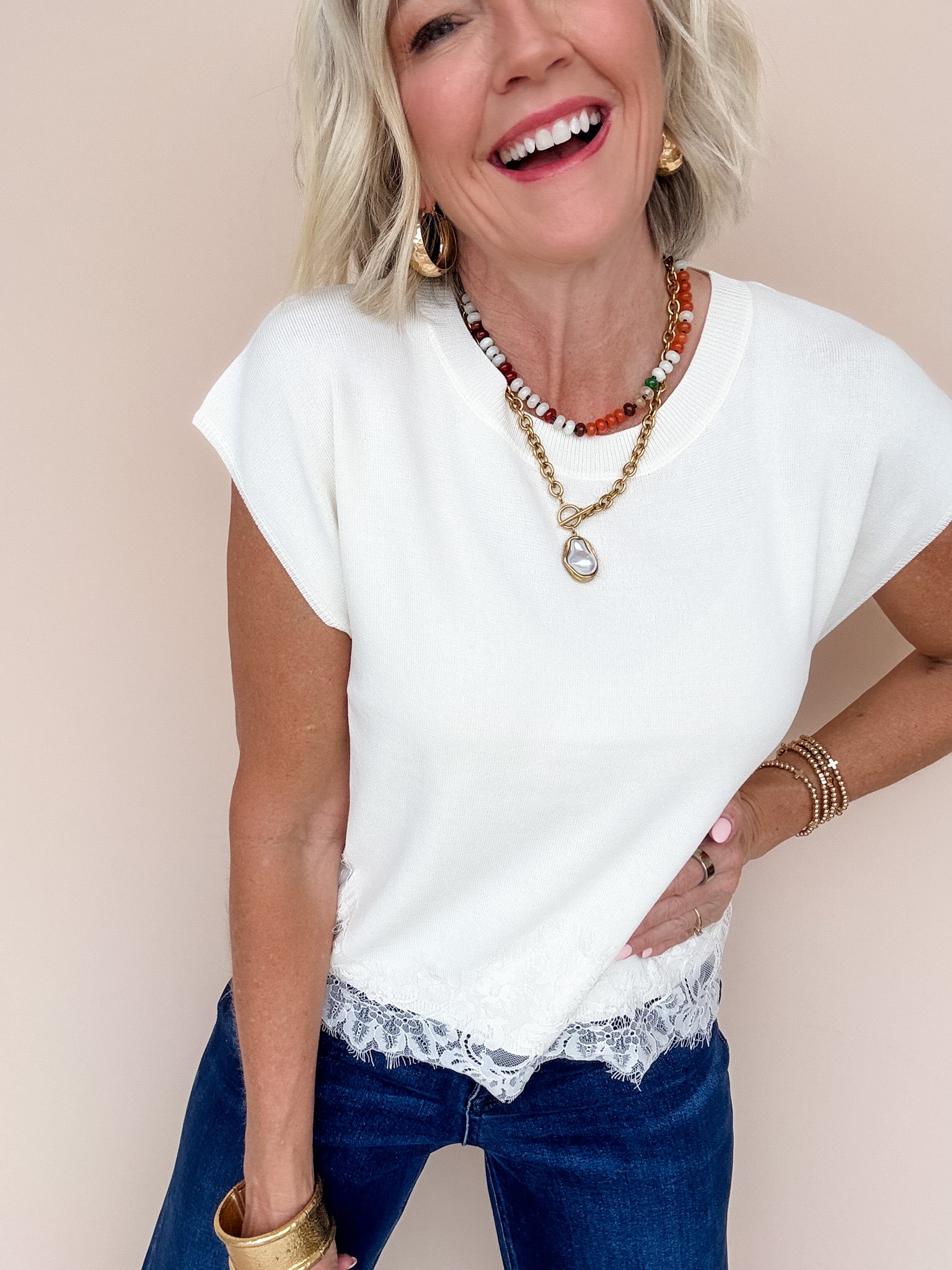 Pretty Edge Top | Cream