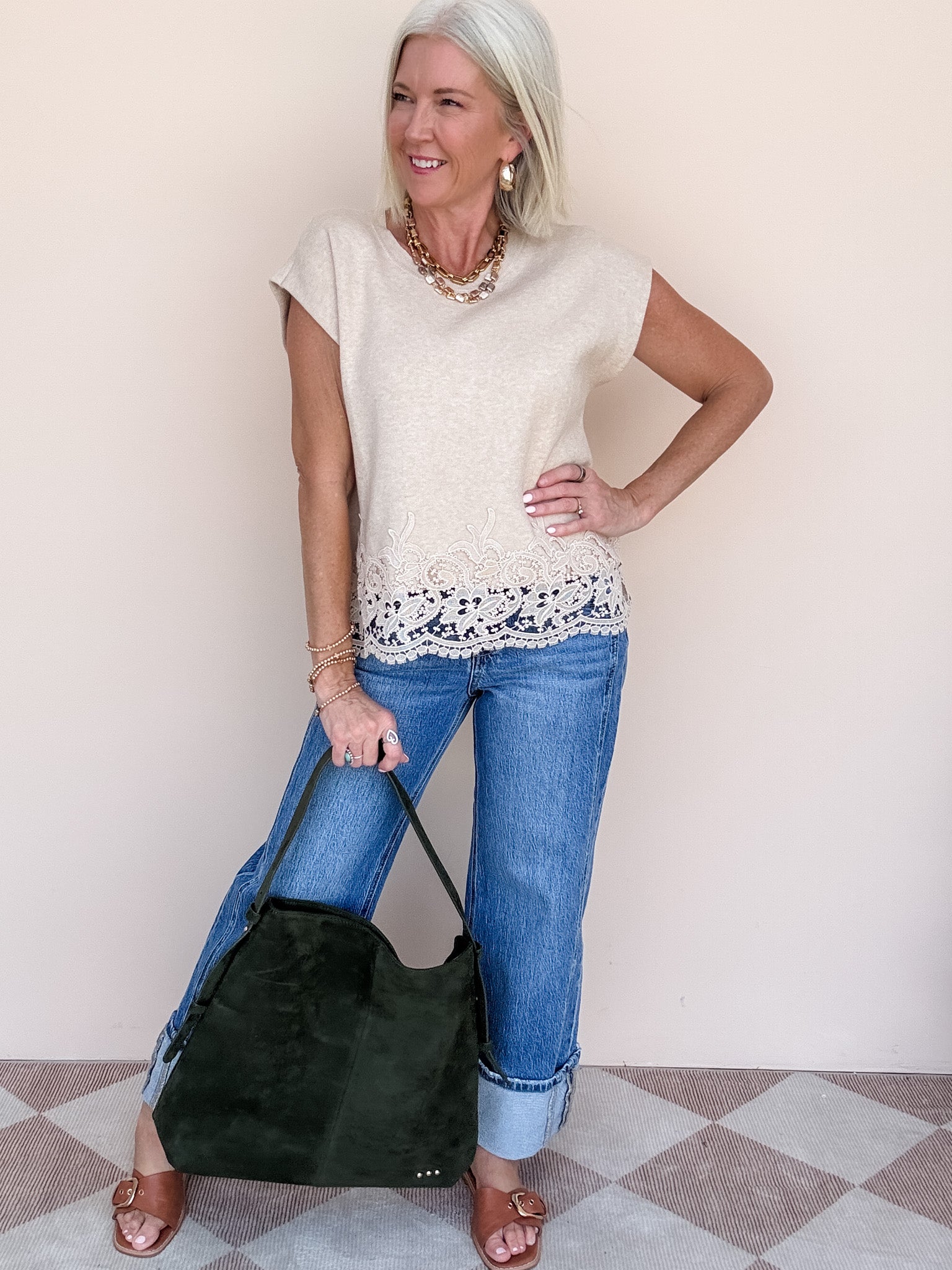 Everly Lace Top | Oatmeal