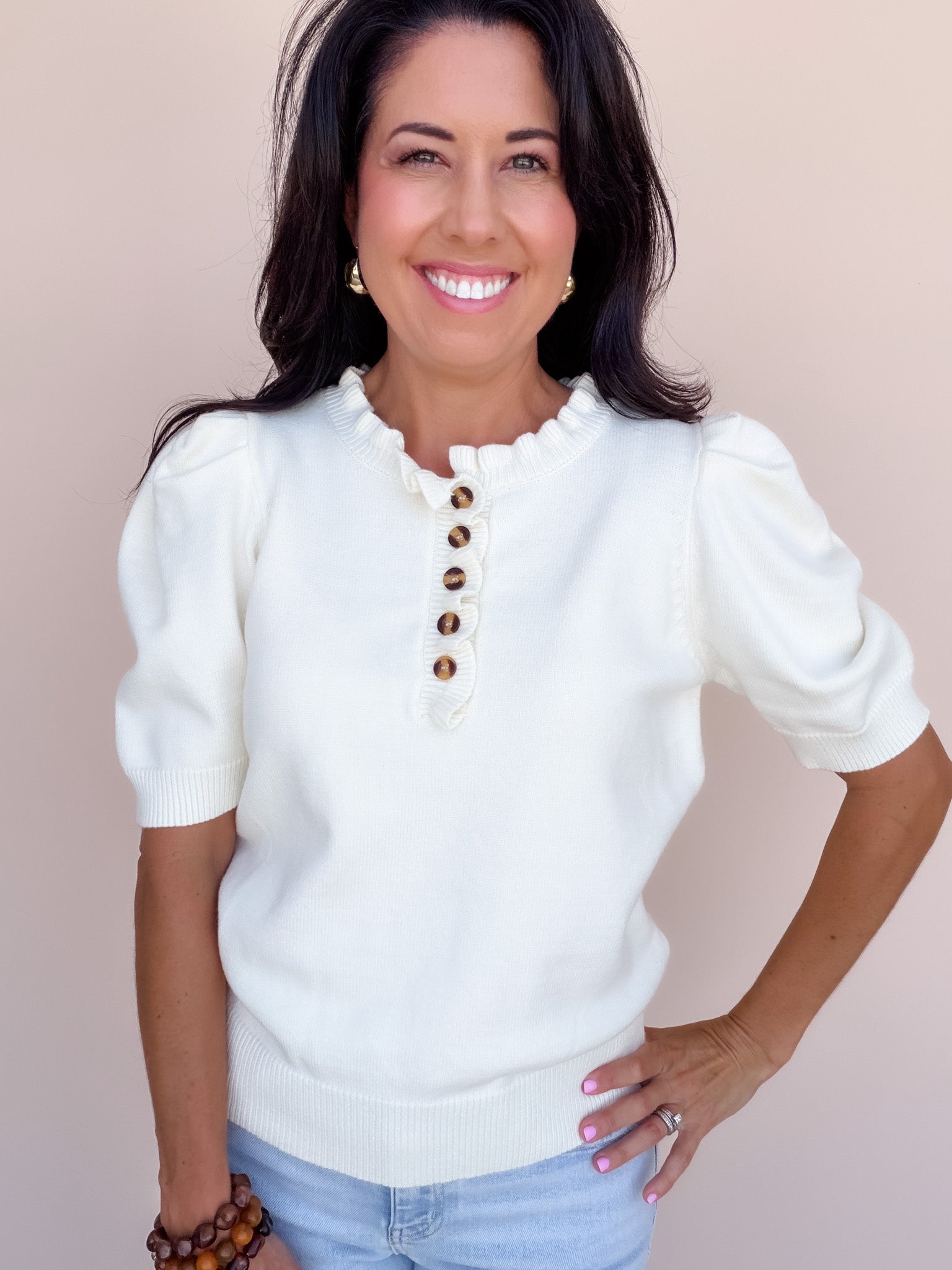 Come Home Ruffled Sweater | Cream