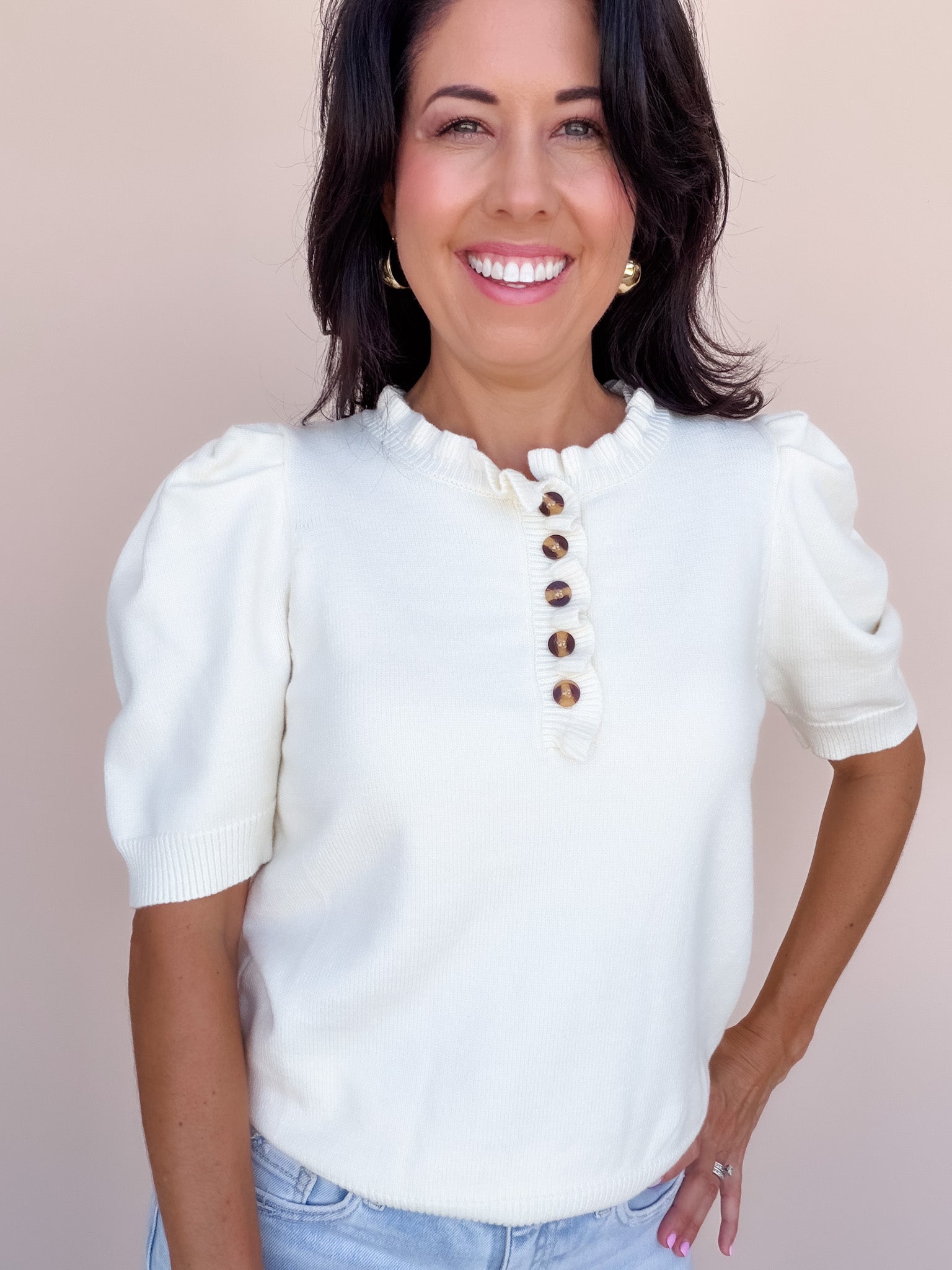 Come Home Ruffled Sweater | Cream