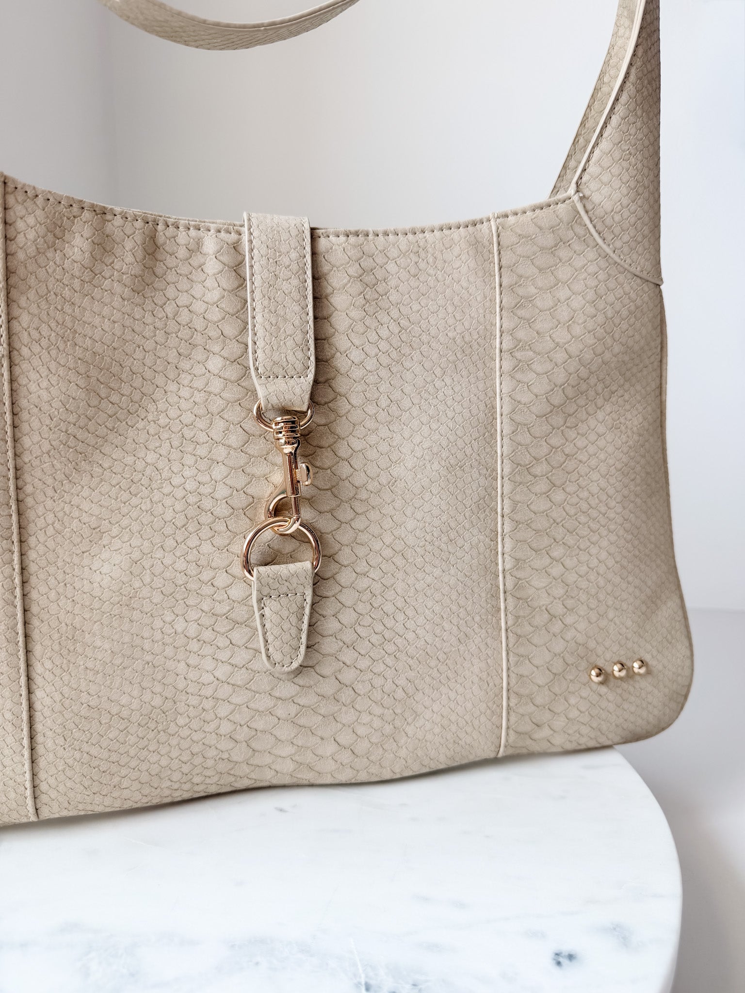 Amie Snake Embossed Shoulder Bag