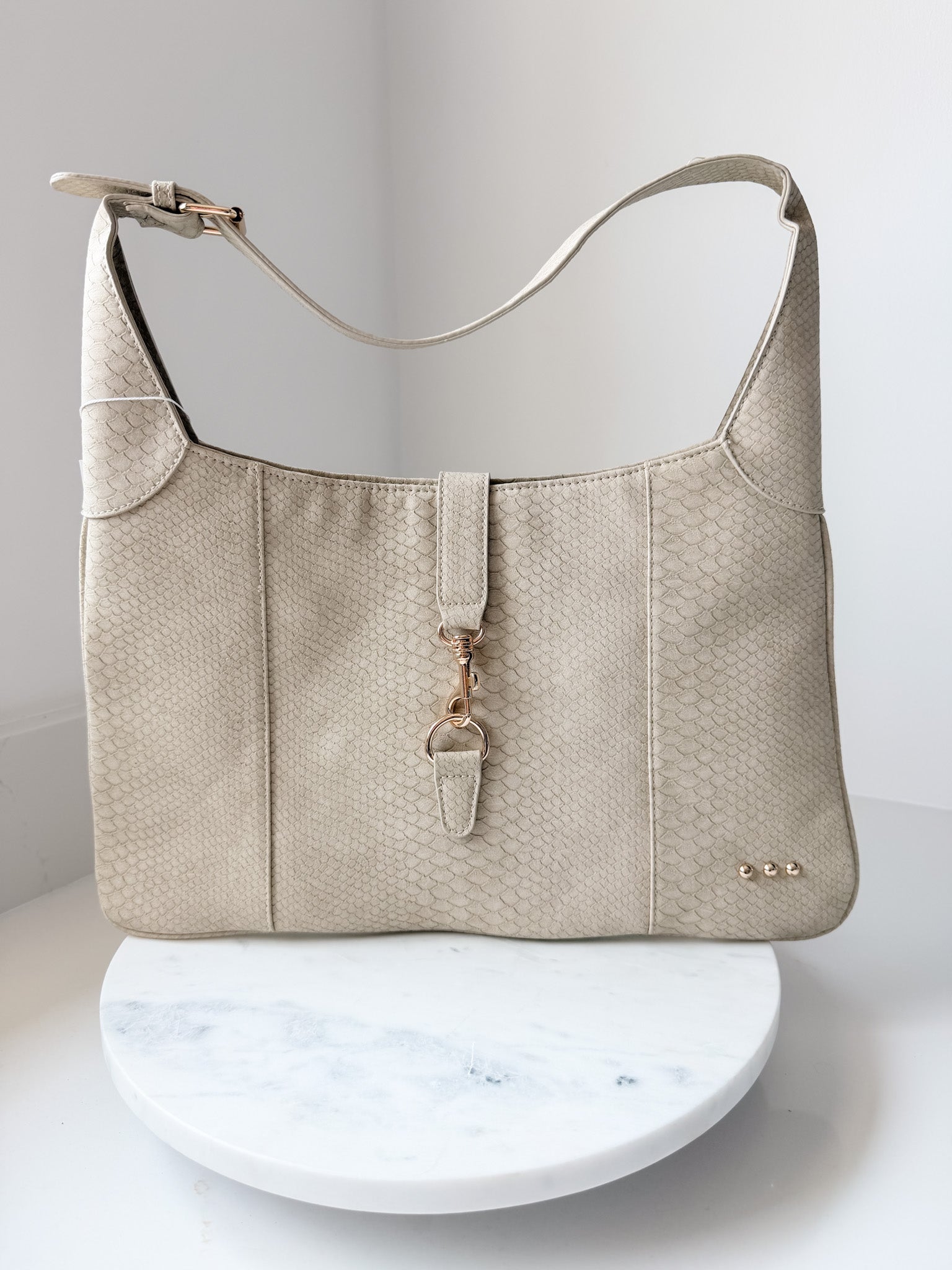 Amie Snake Embossed Shoulder Bag