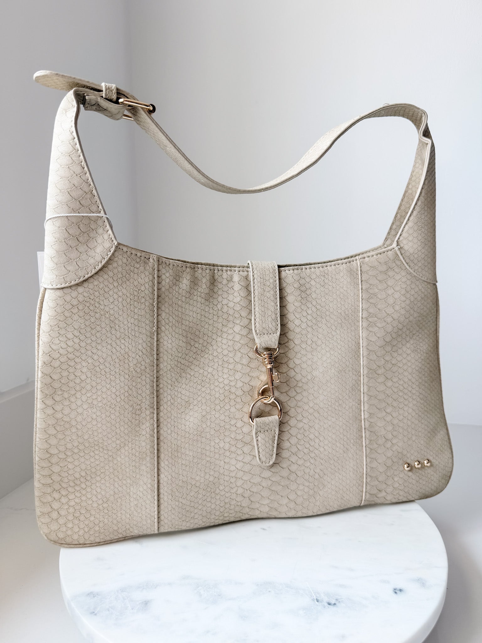 Amie Snake Embossed Shoulder Bag