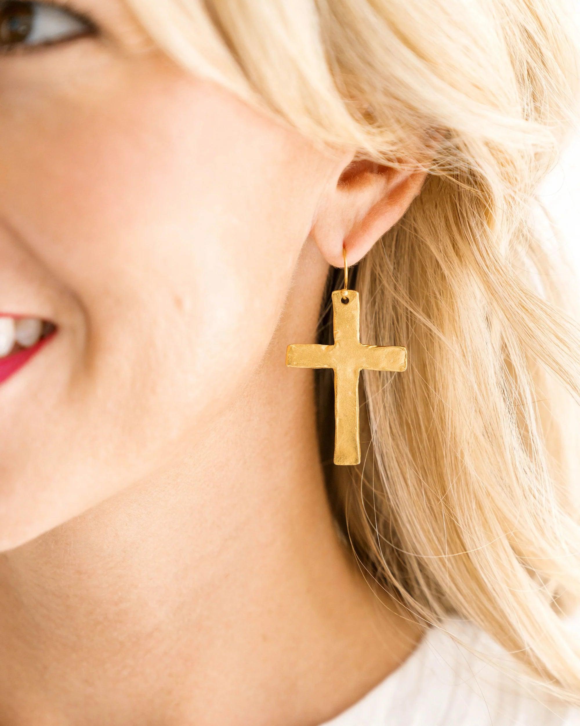 Inspire Gold Cross Earrings