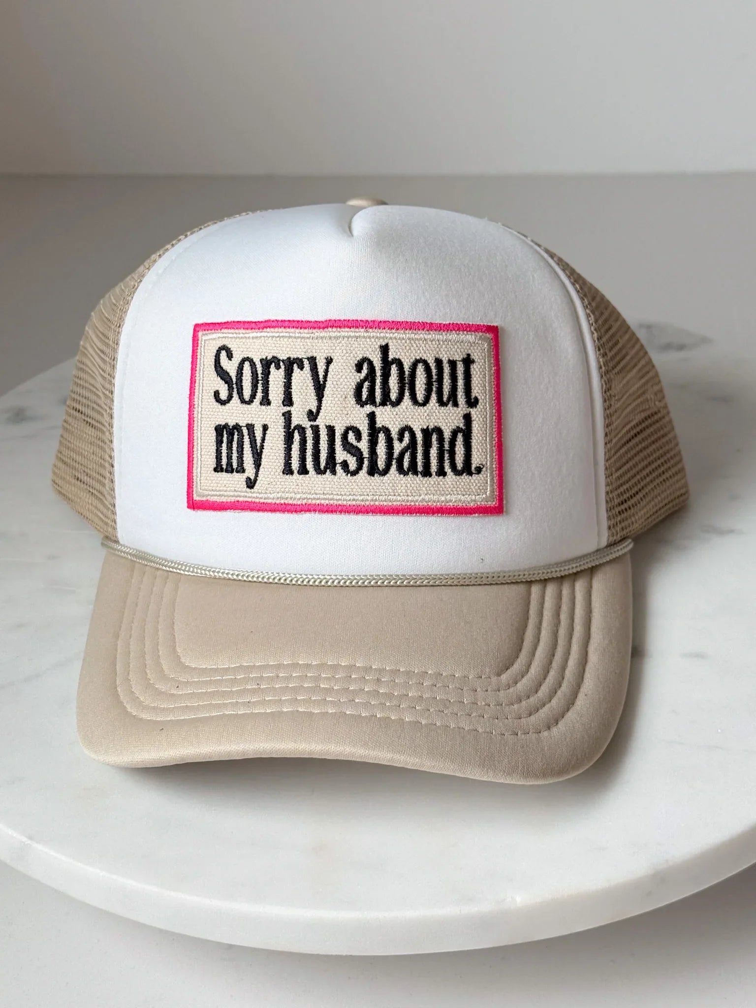 Sorry About My Husband | Hot Pink Outline Trucker