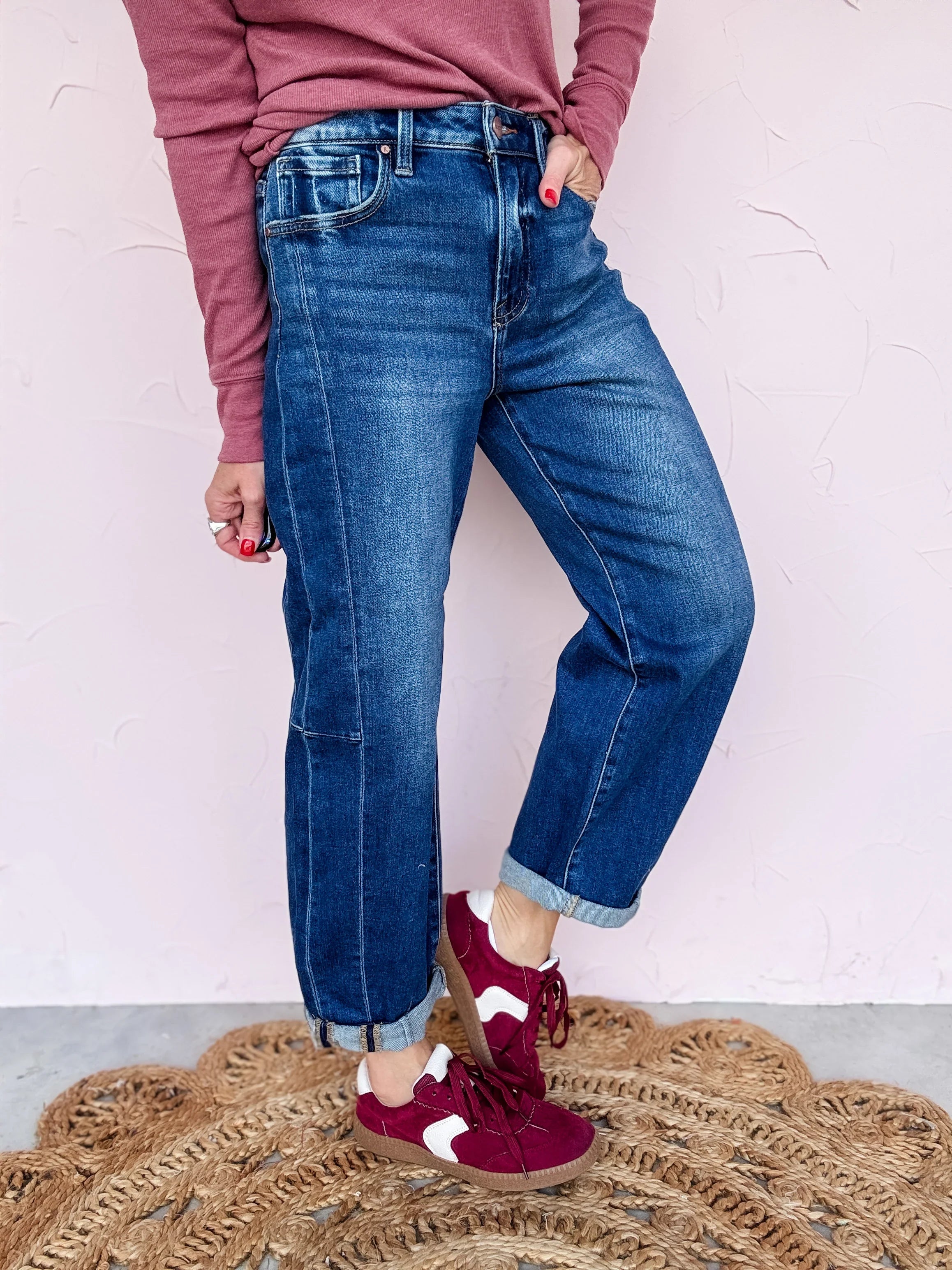 Avenue High Rise Barrel Jeans