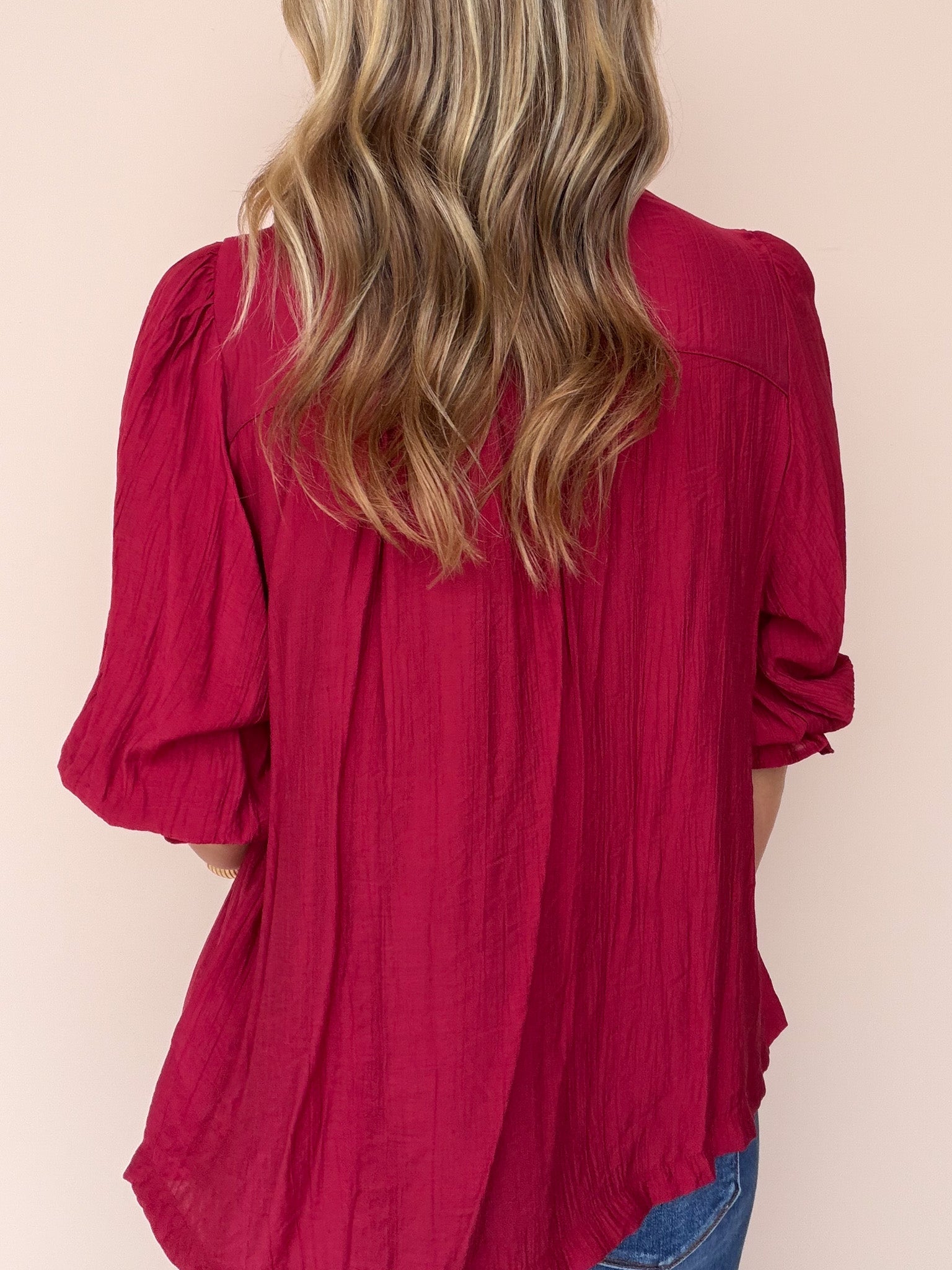 Chapel Ruffle Top | Crimson