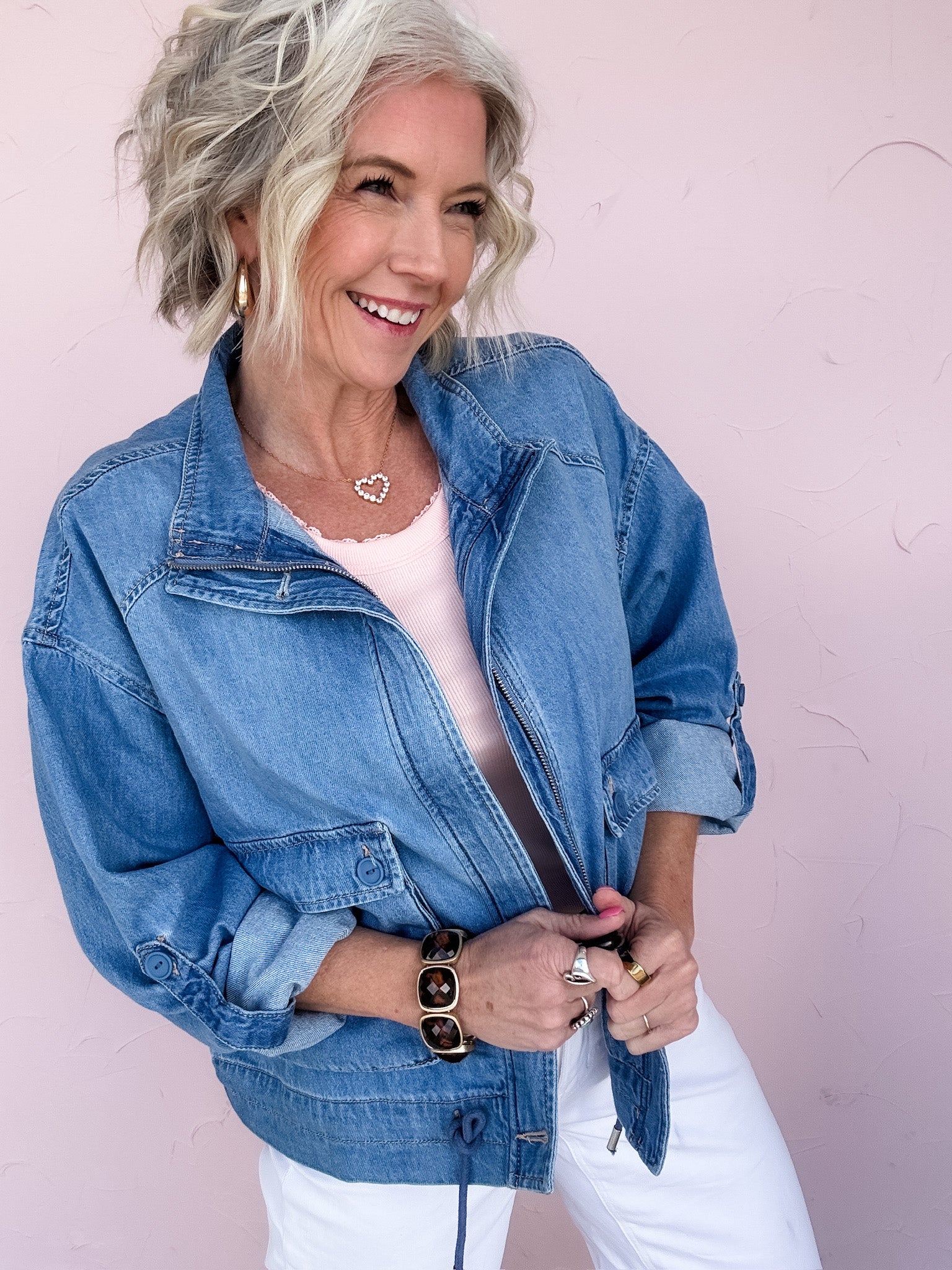 On Repeat Denim Bomber