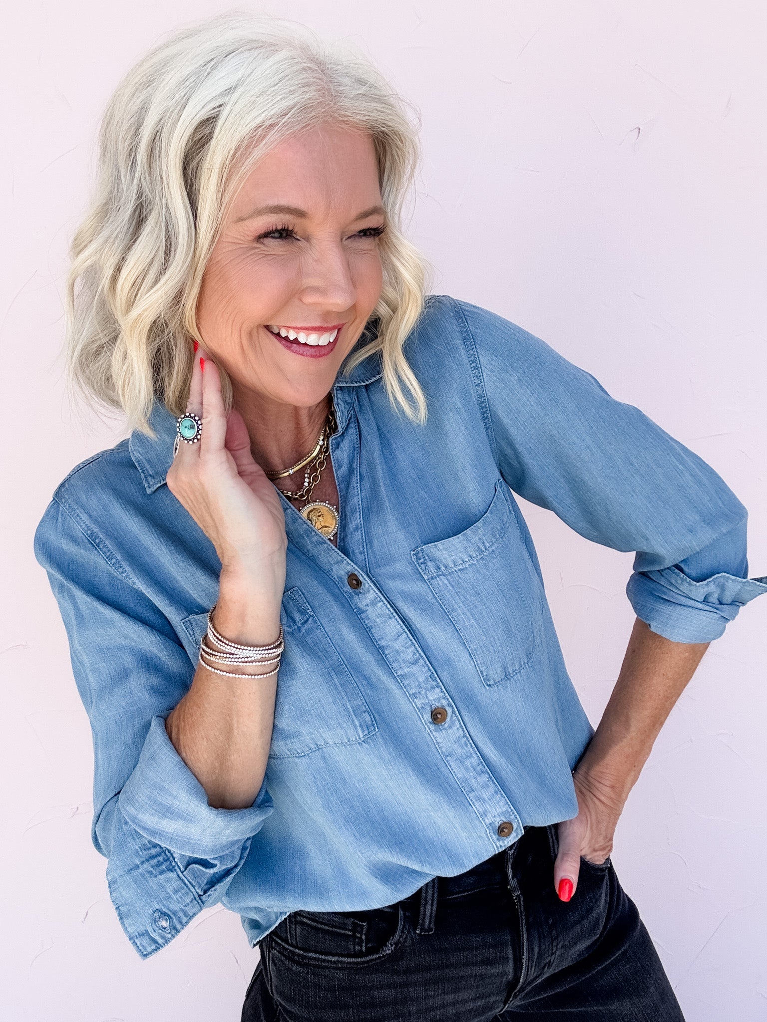 Jolie Button Down | Medium Wash