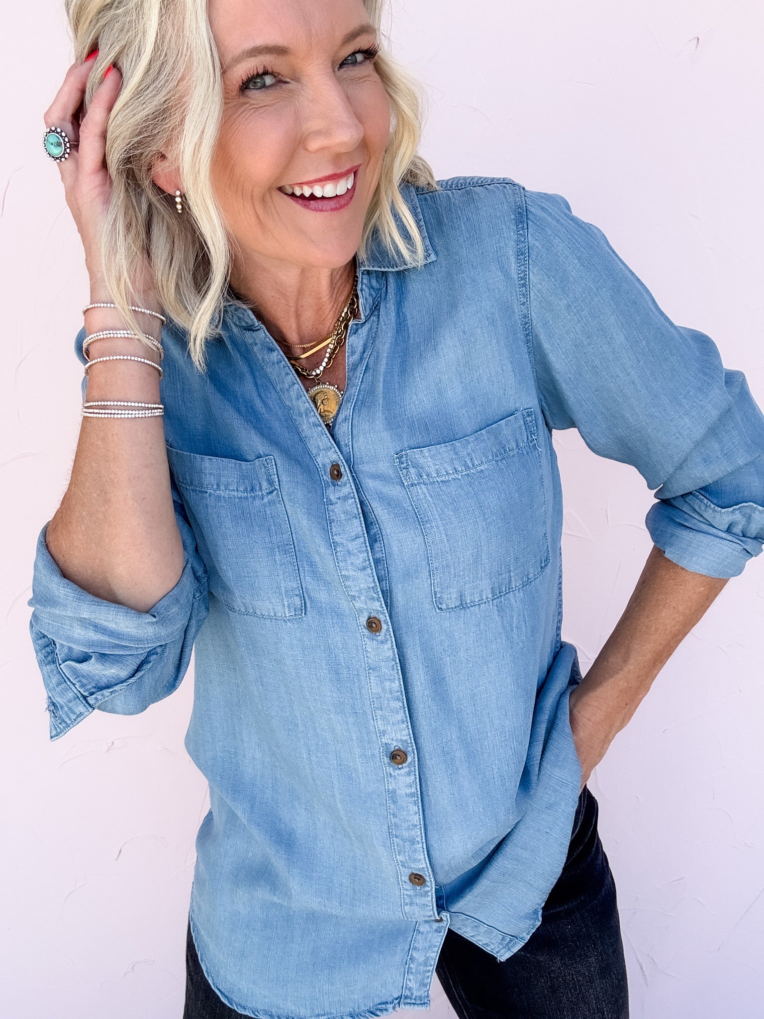Jolie Button Down | Medium Wash