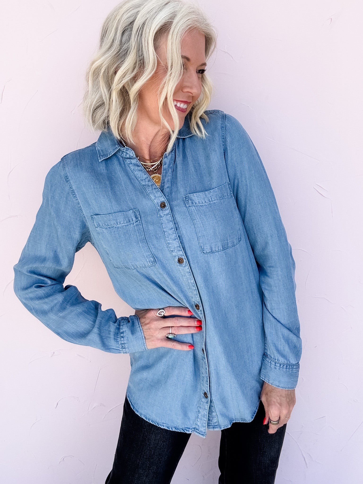 Jolie Button Down | Medium Wash