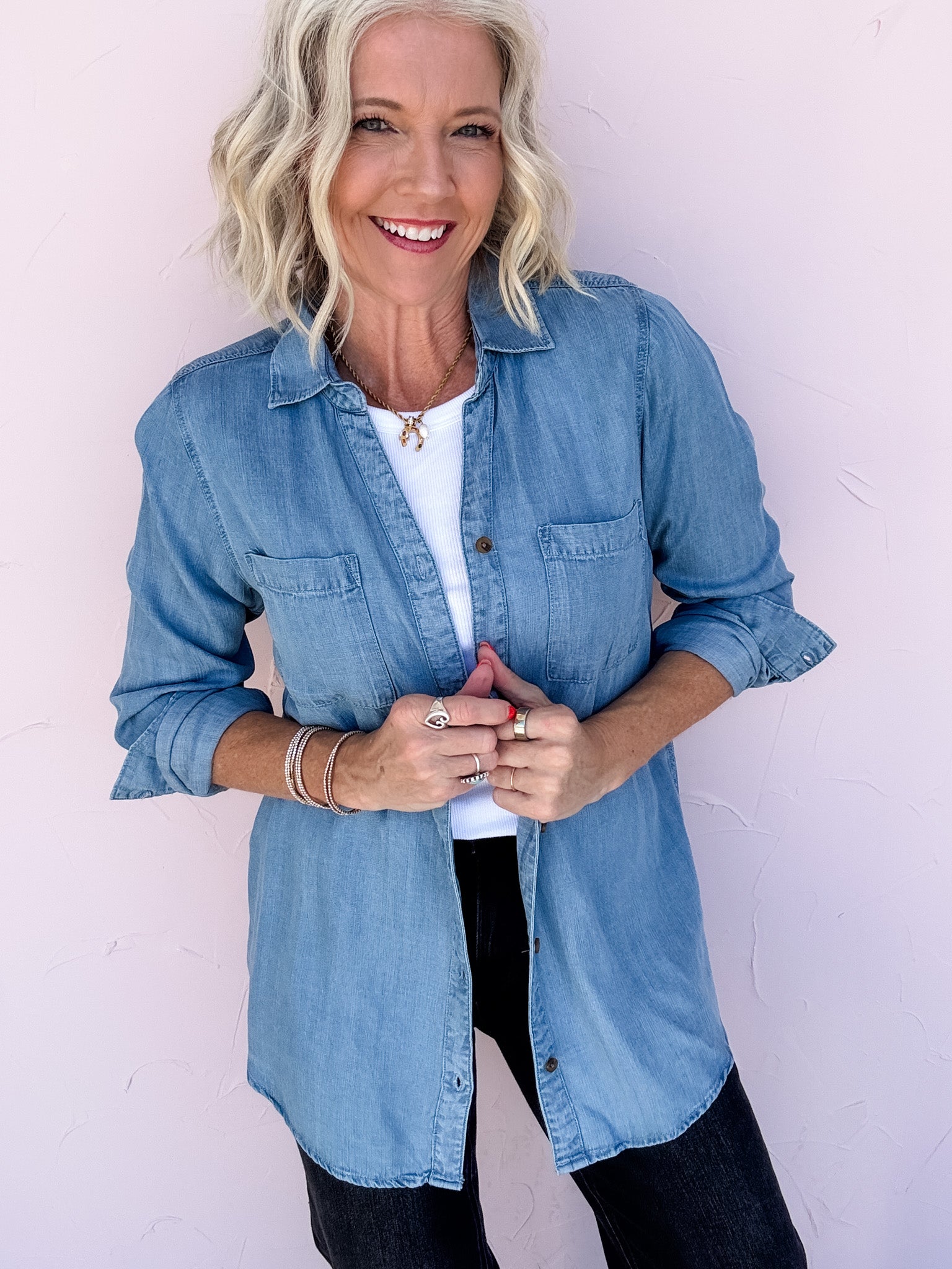 Jolie Button Down | Medium Wash