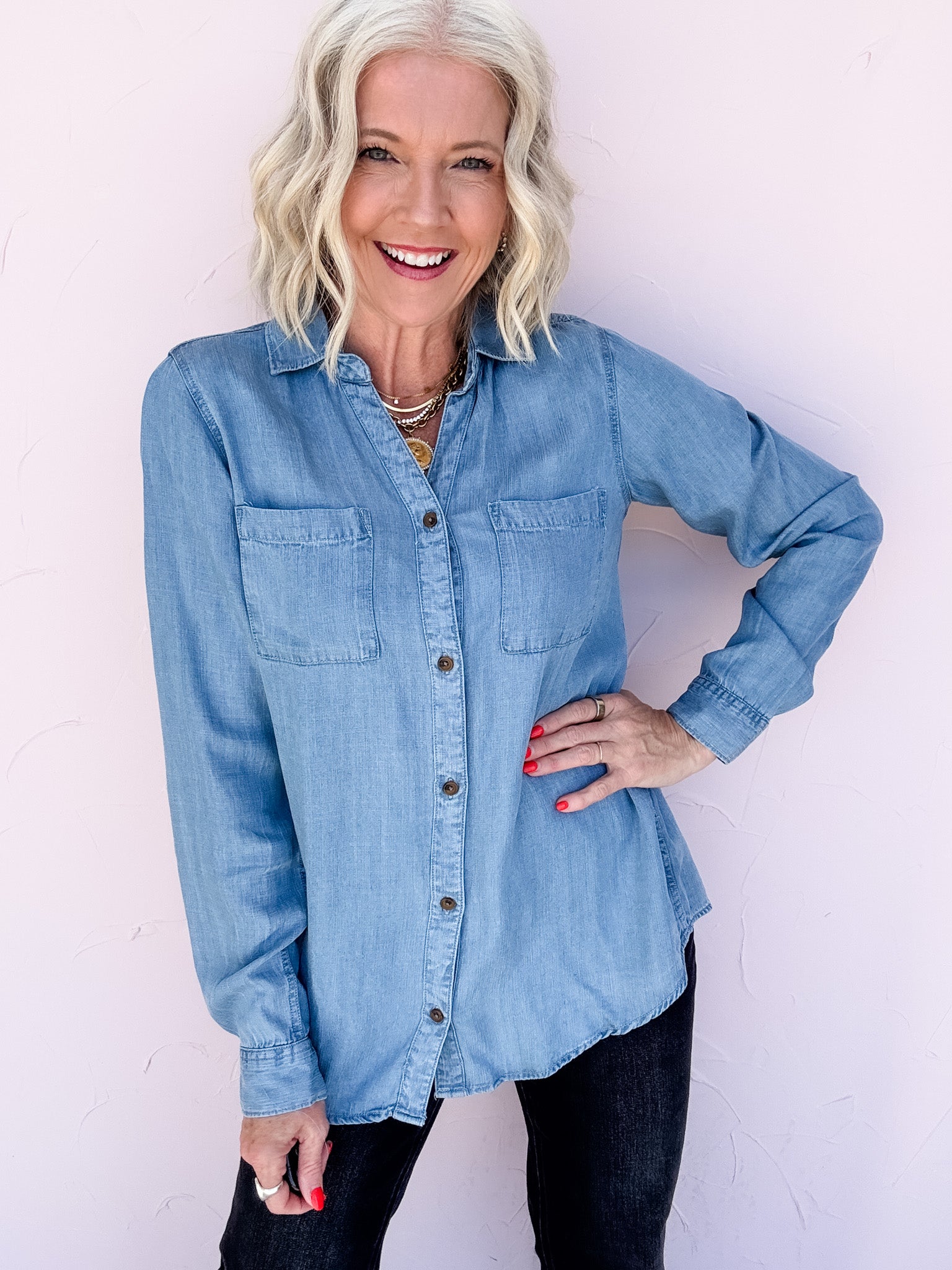 Jolie Button Down | Medium Wash