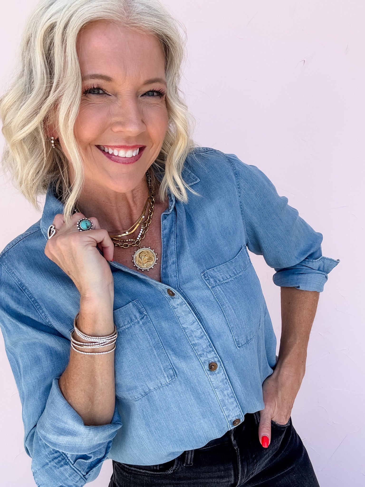 Jolie Button Down | Medium Wash