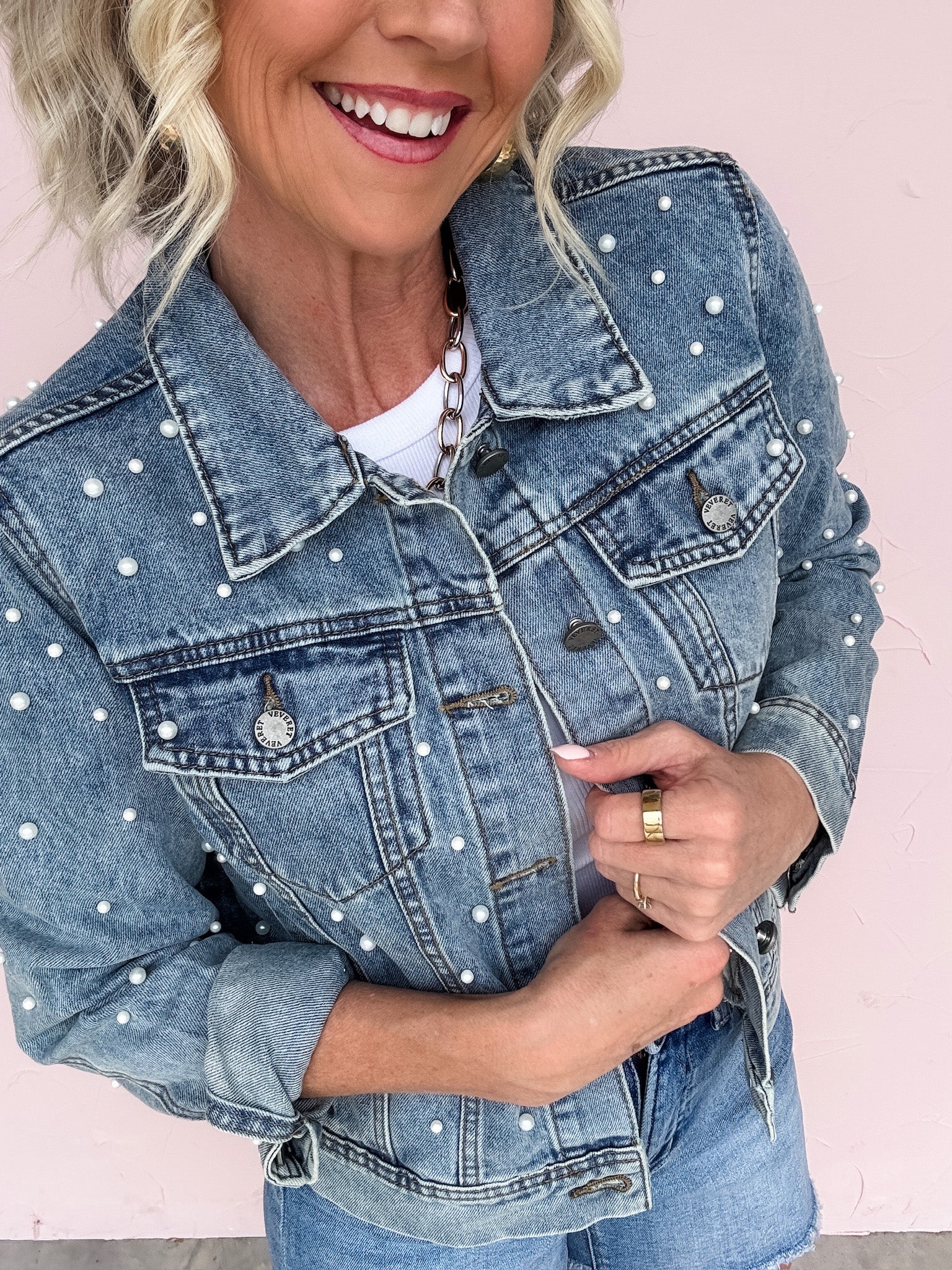 Pearl Studded Denim Jacket
