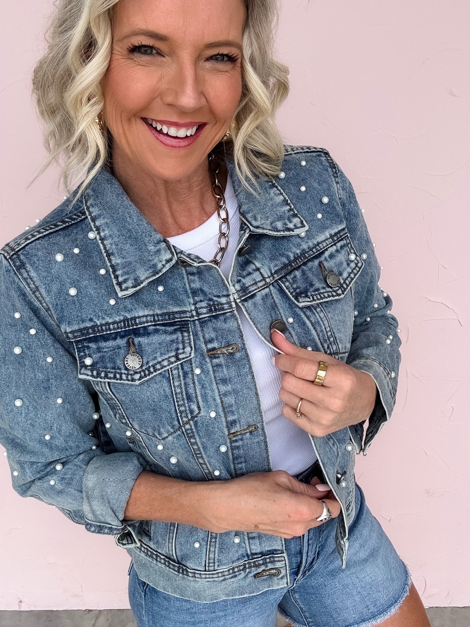 Pearl Studded Denim Jacket