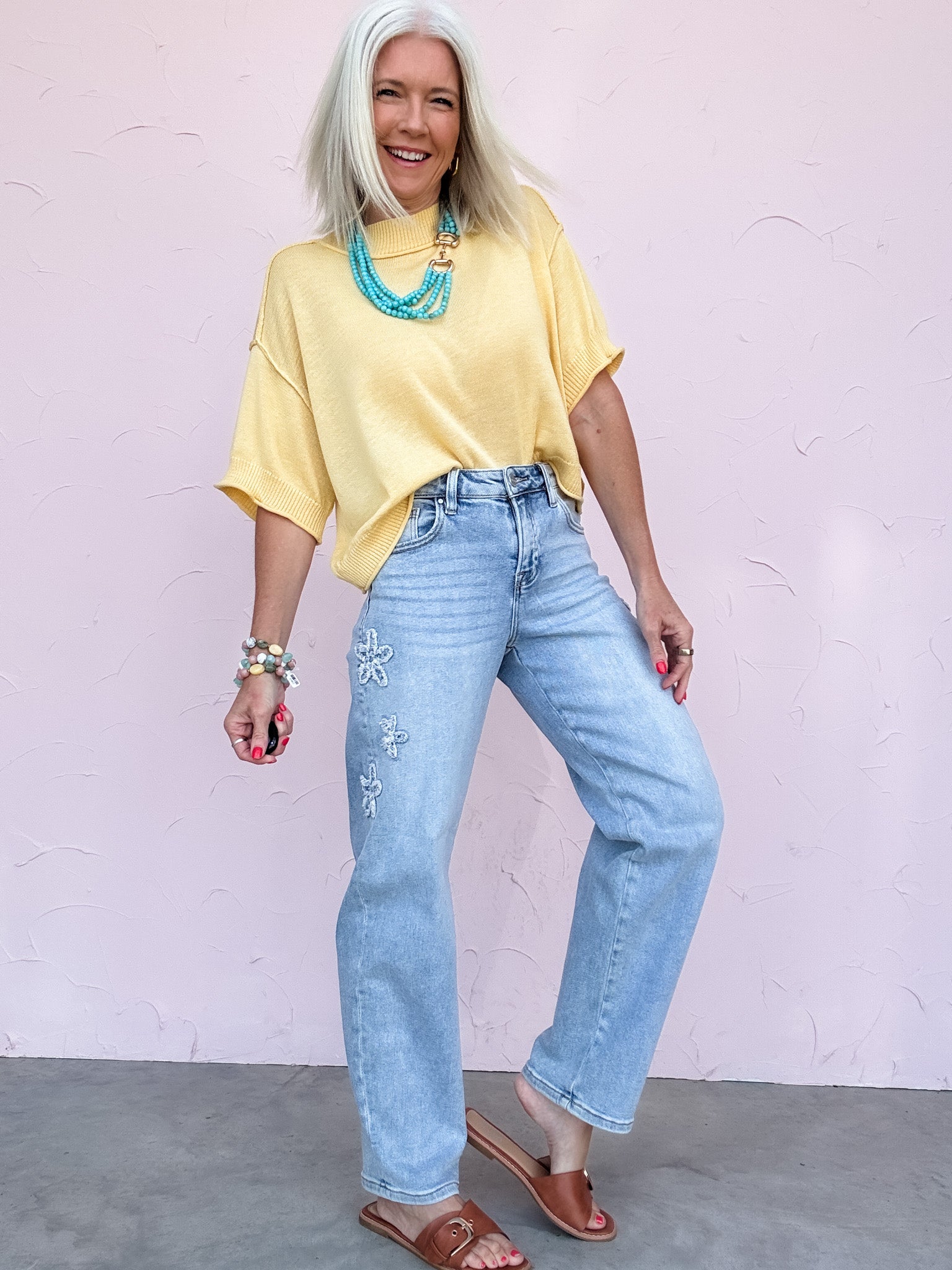 Flowerline Barrel Jeans