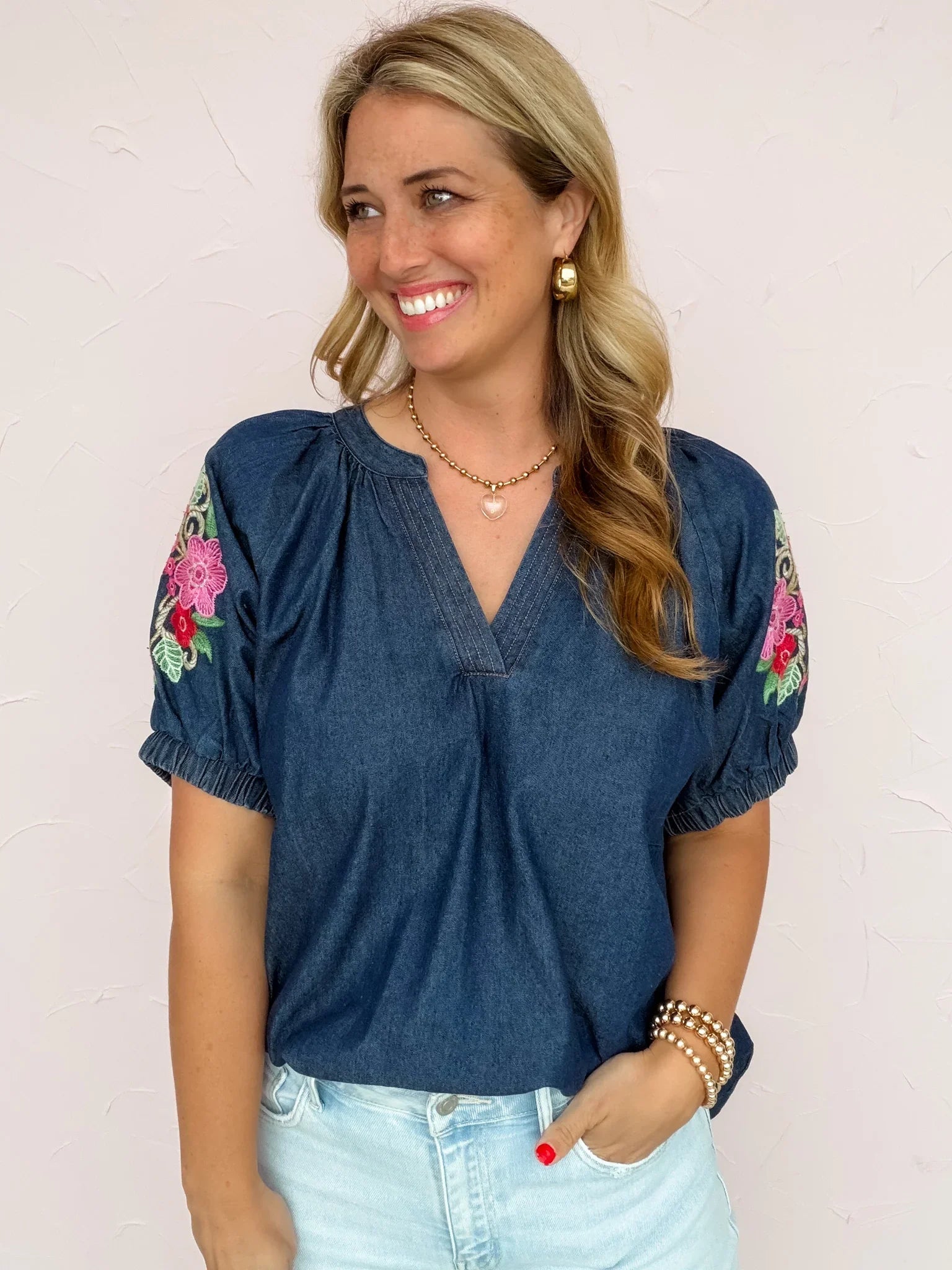 Southern Stitch Denim Top
