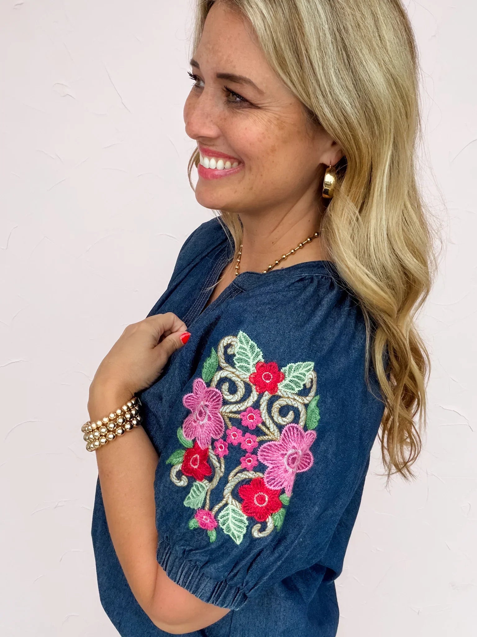 Southern Stitch Denim Top