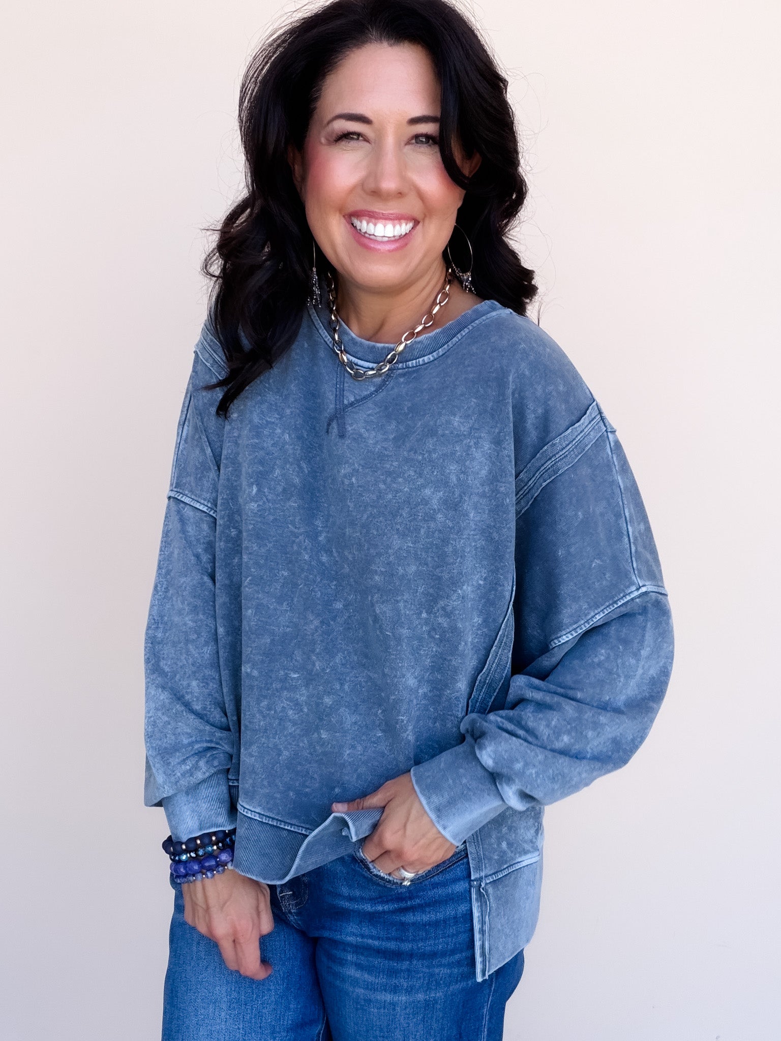 Cozy Colorburst Pullover | Indigo Blue