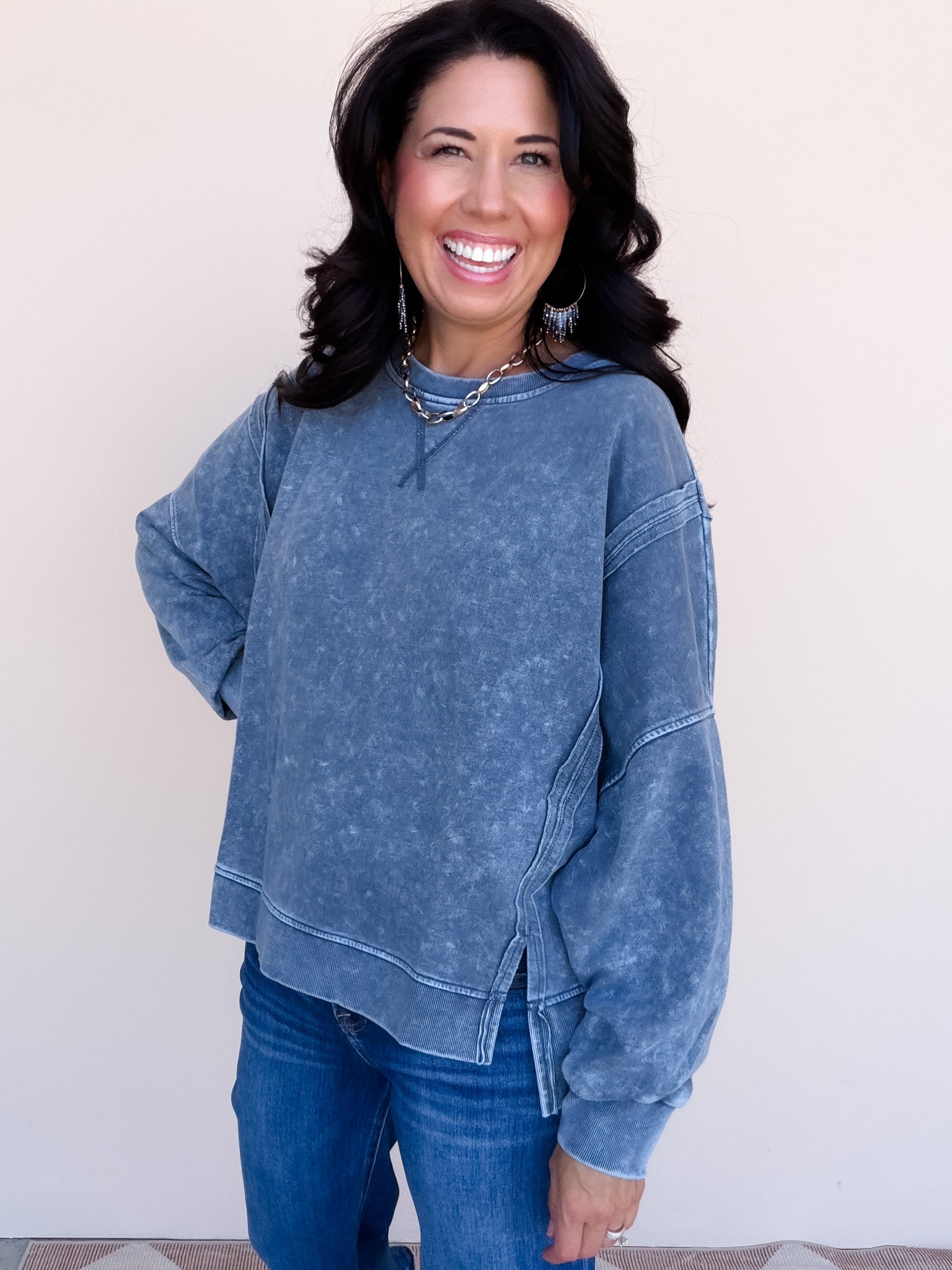 Cozy Colorburst Pullover | Indigo Blue