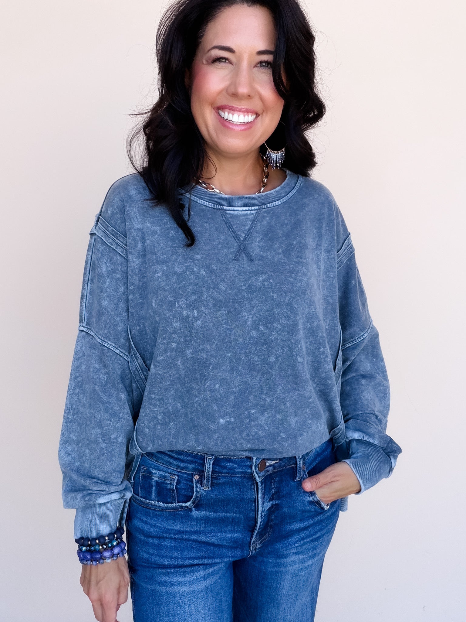 Cozy Colorburst Pullover | Indigo Blue