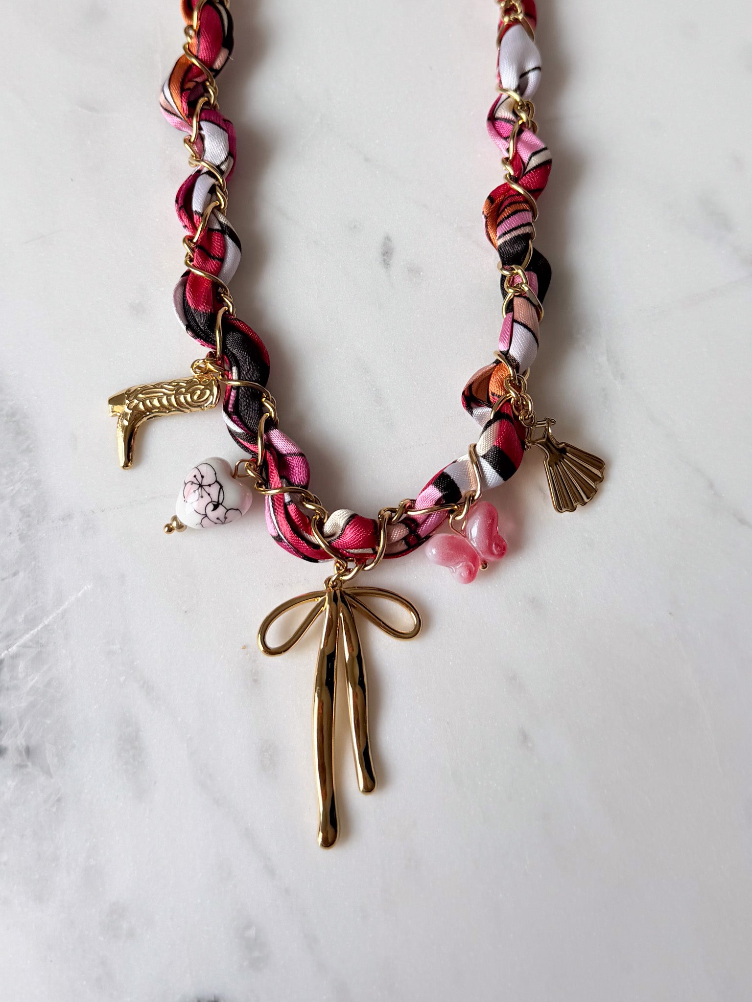 Ribbon & Charms Necklace