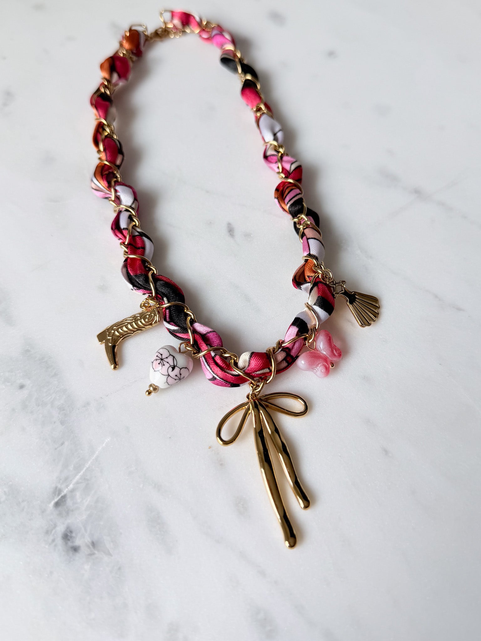 Ribbon & Charms Necklace