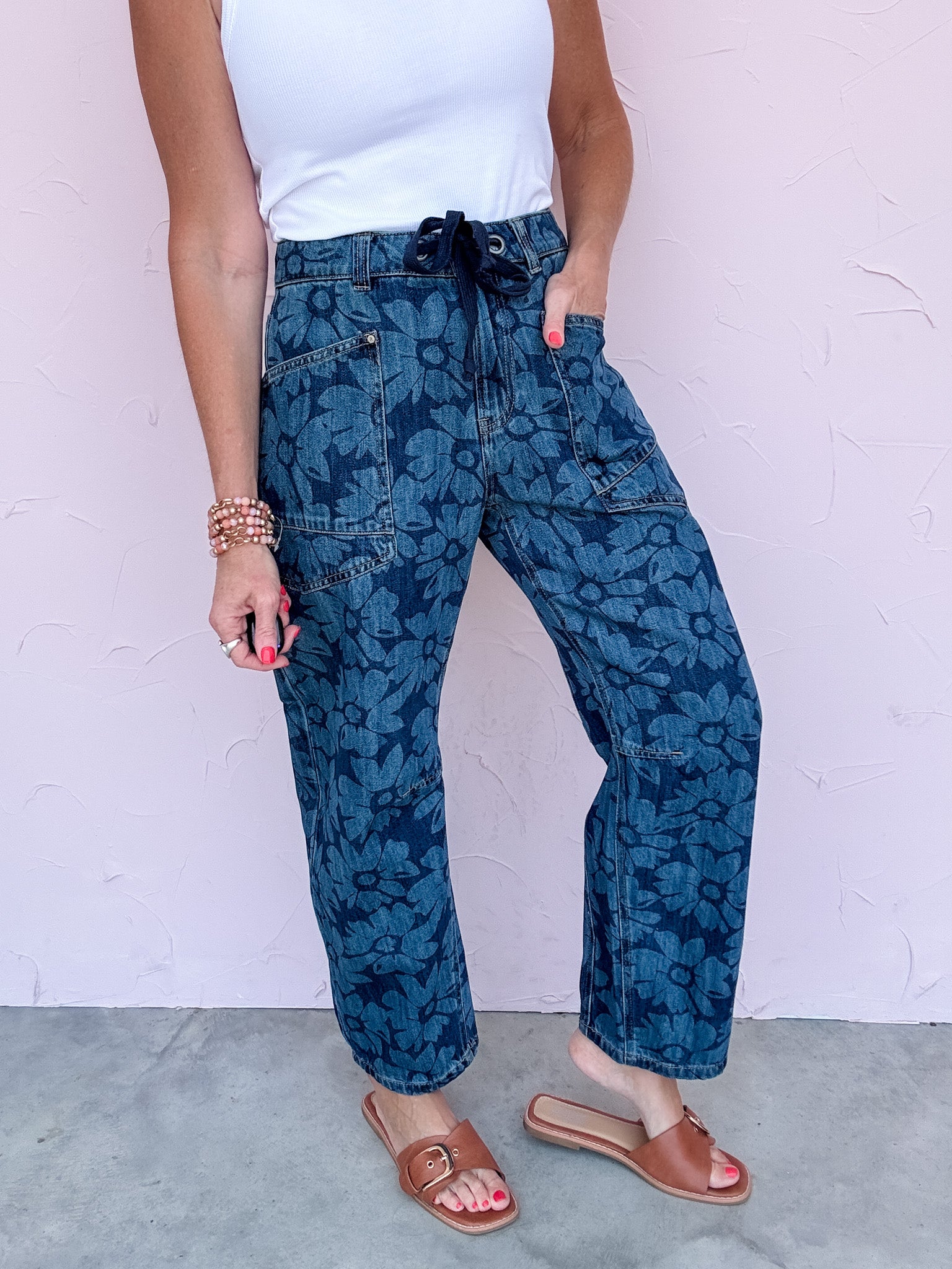 Floral Fade Barrel Jeans