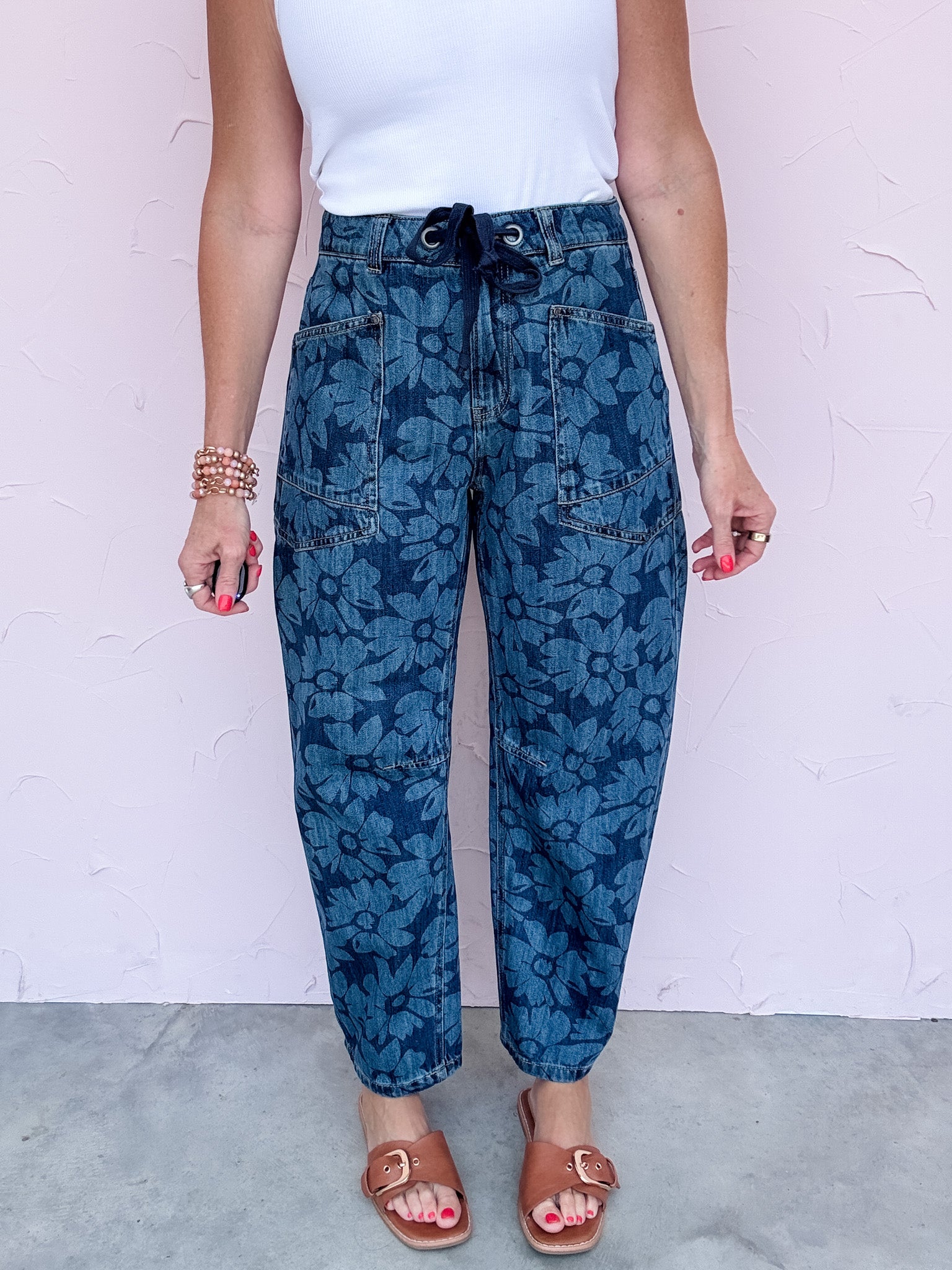 Floral Fade Barrel Jeans