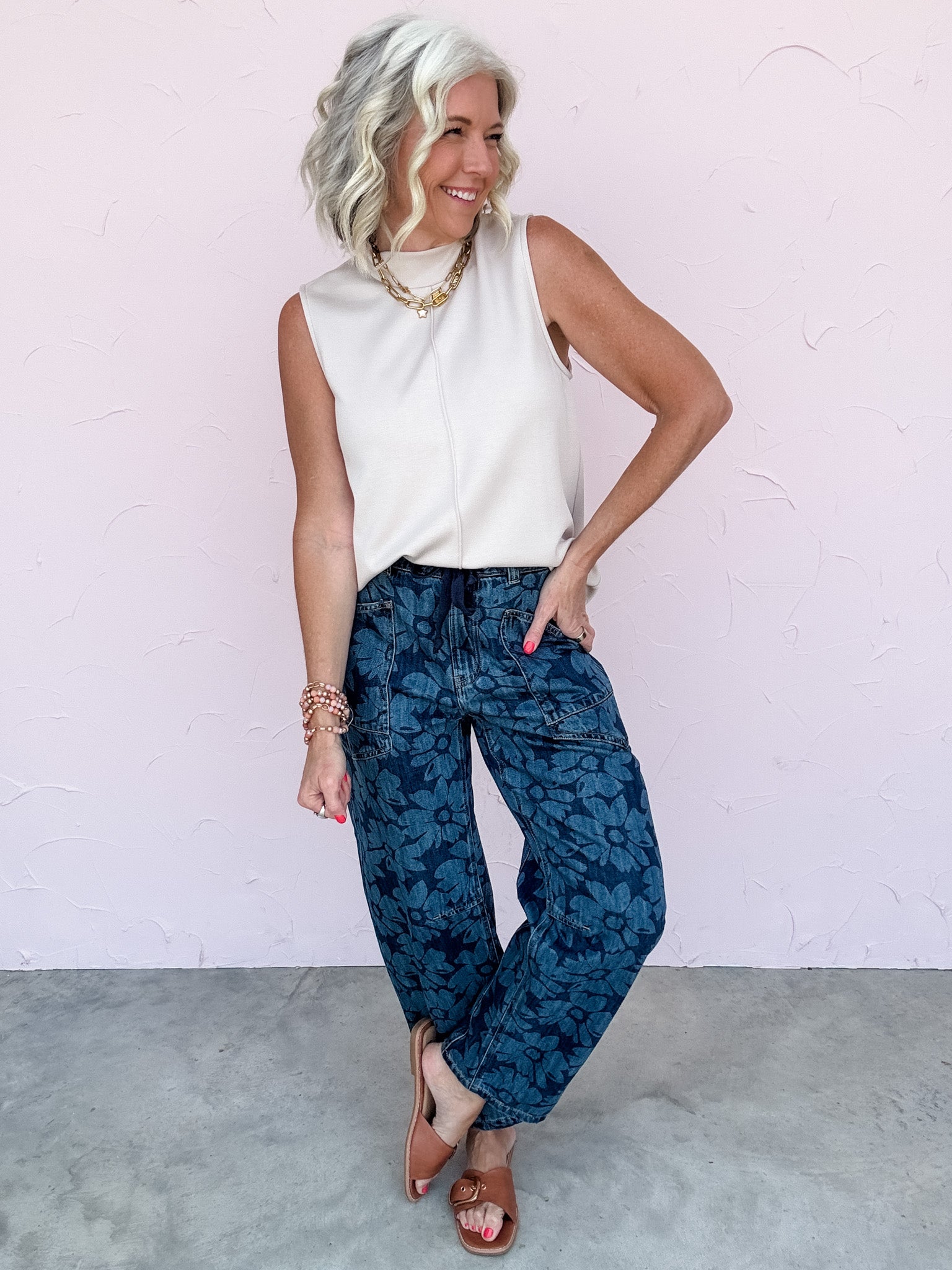 Floral Fade Barrel Jeans