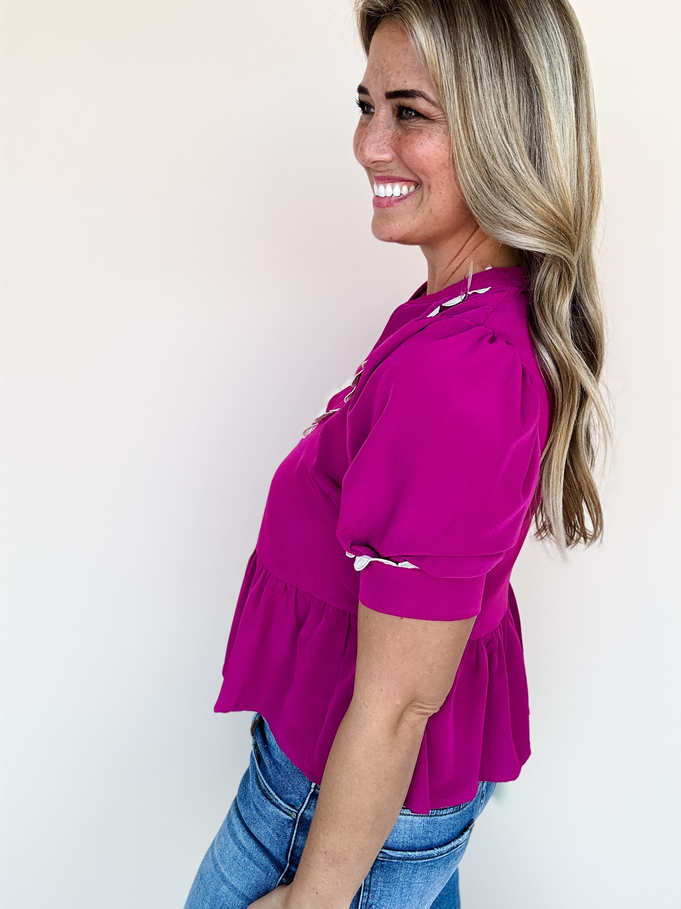 Sweet Berry Scalloped Top