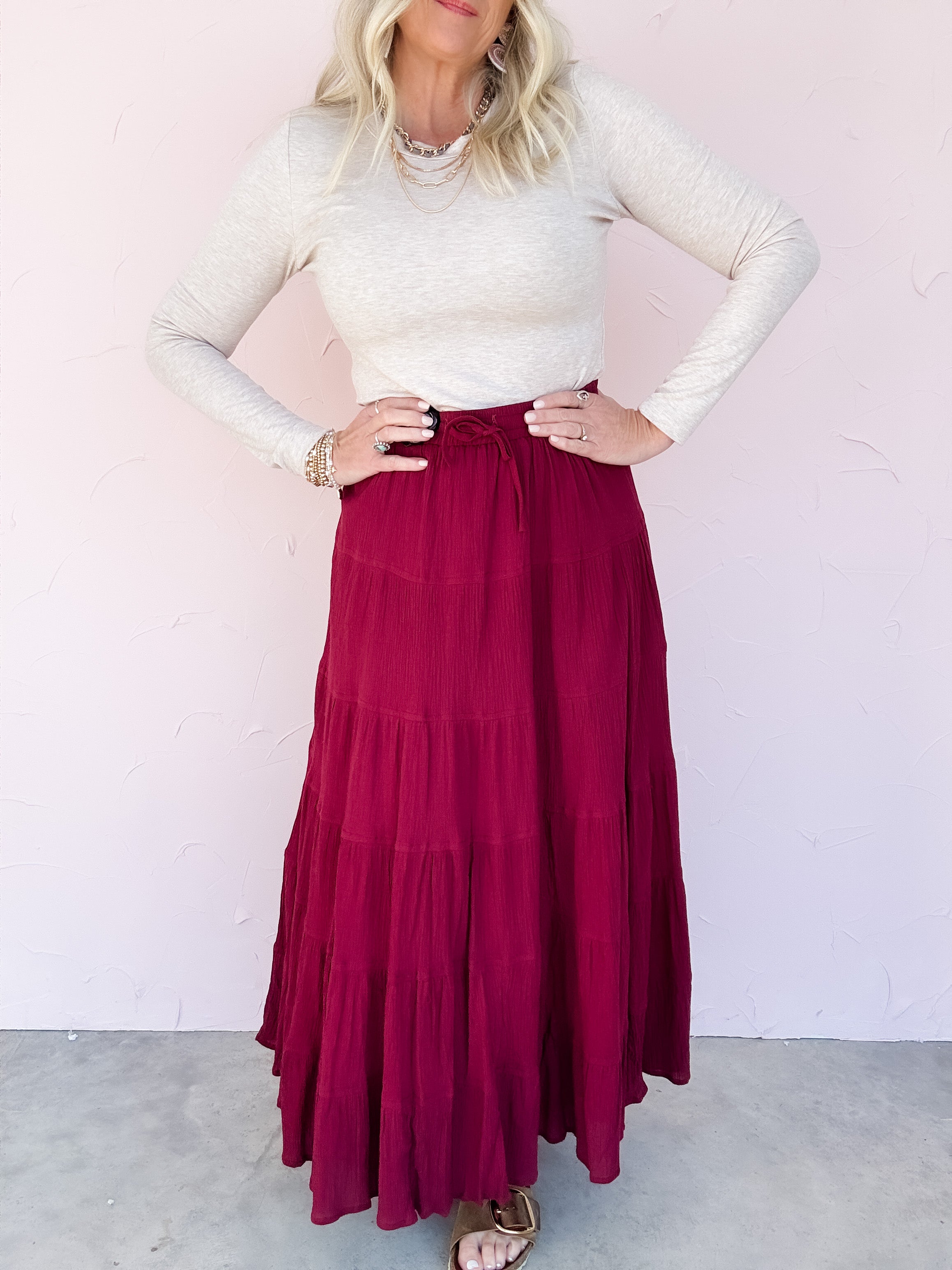 Garnet Tiered Skirt