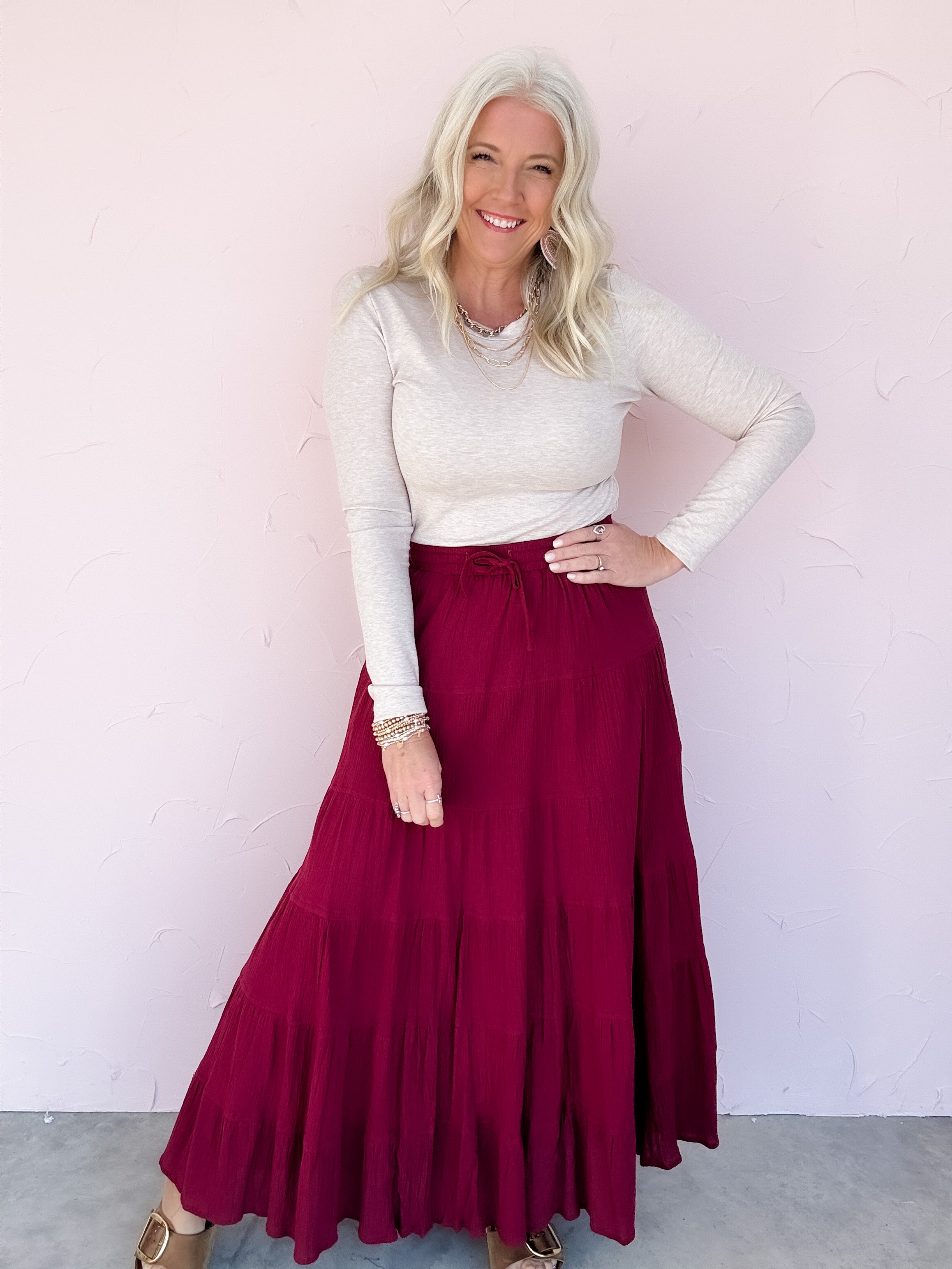 Garnet Tiered Skirt