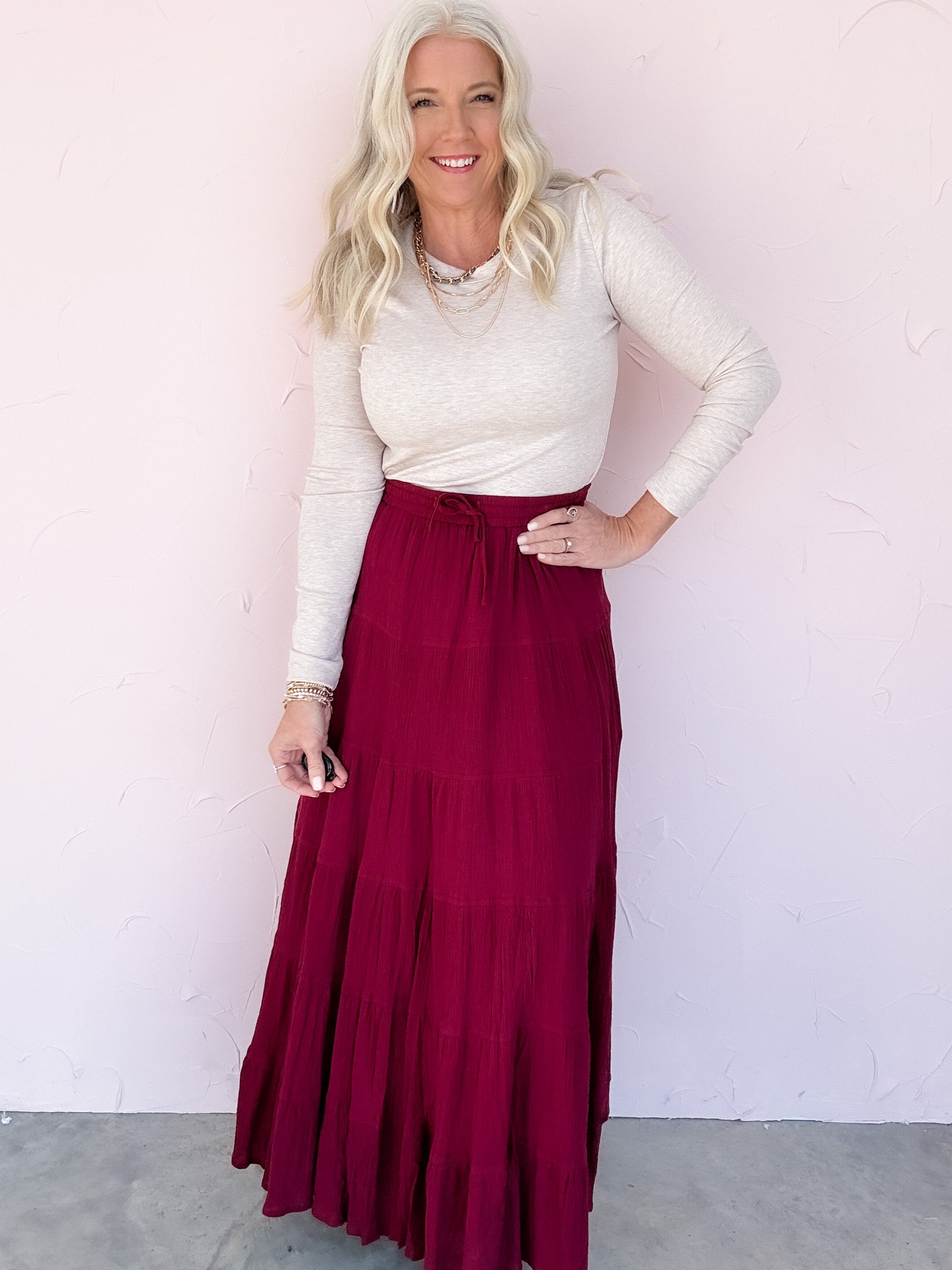 Garnet Tiered Skirt