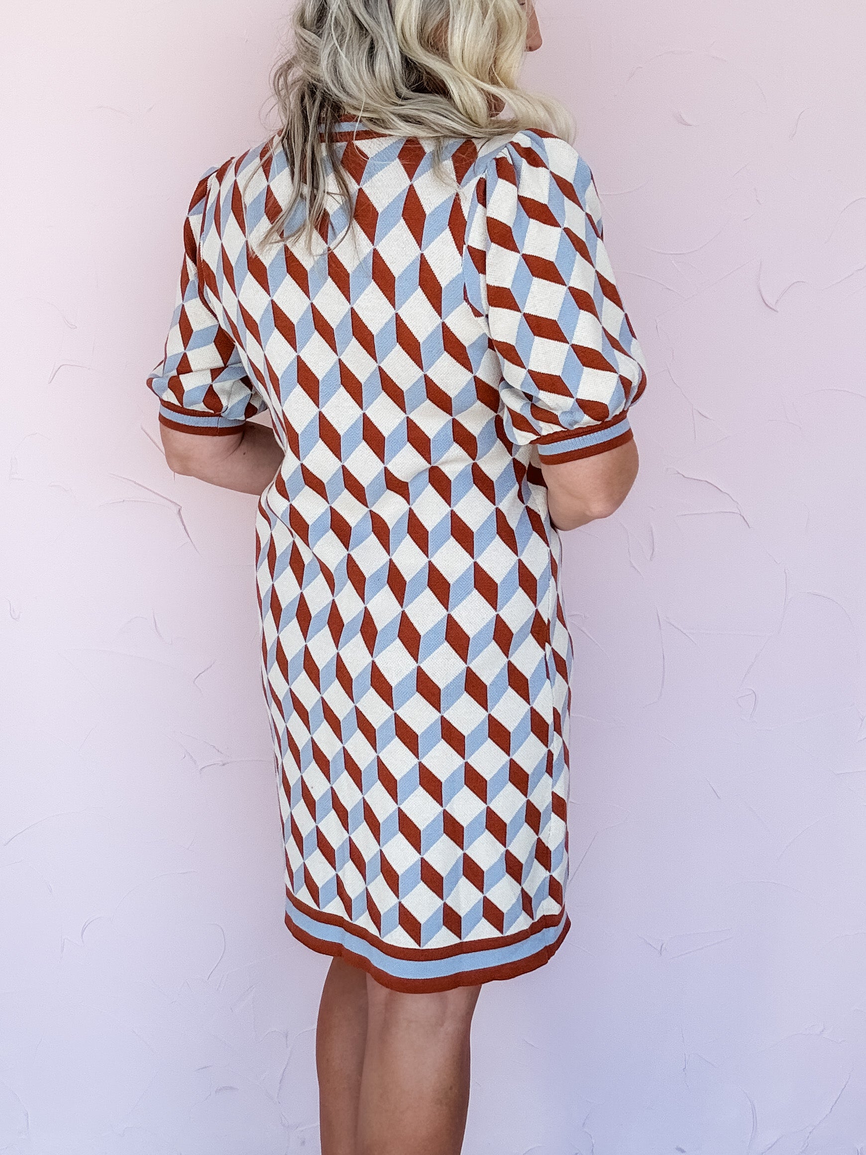 Gingerbread Geo Print Sweater Dress