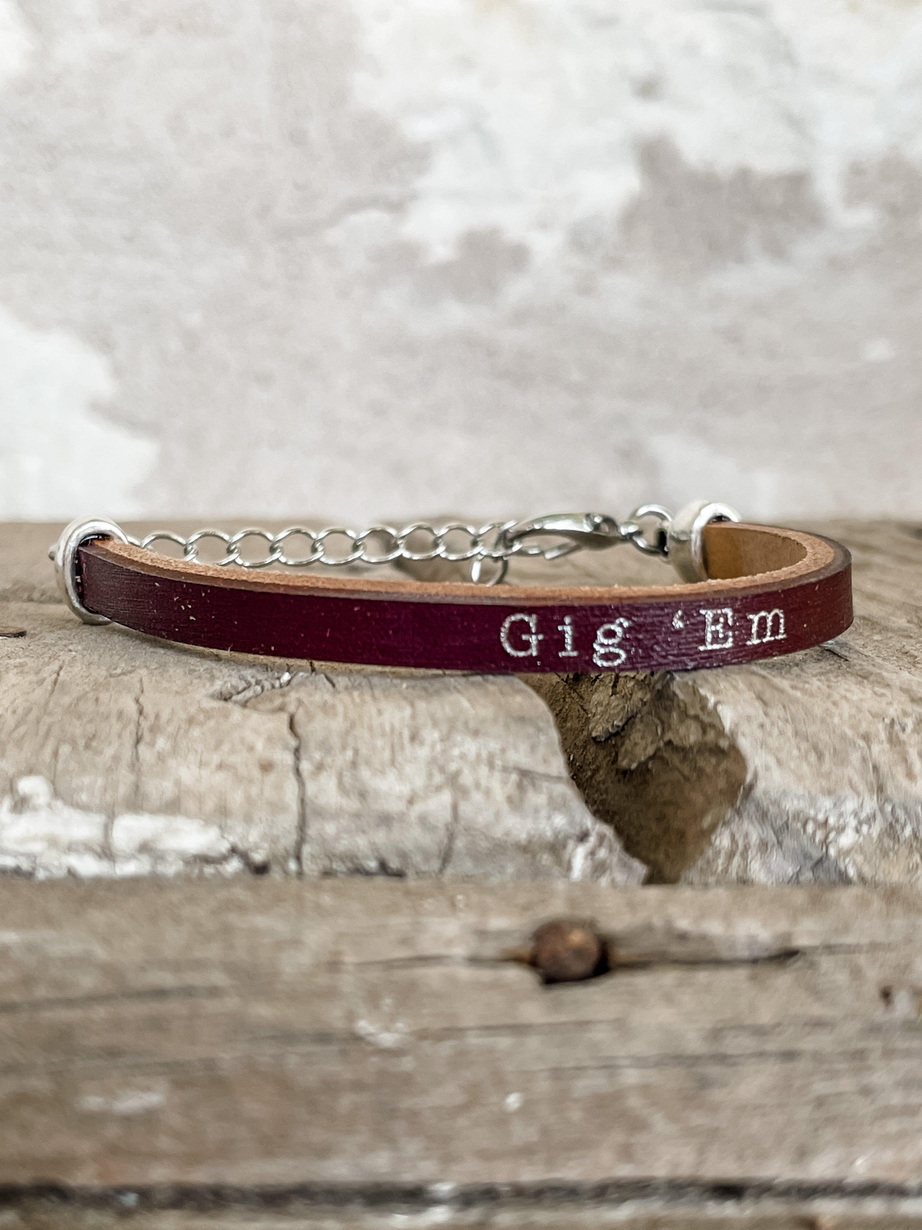 "Gig 'Em" Leather Bracelet - Vintage Soul