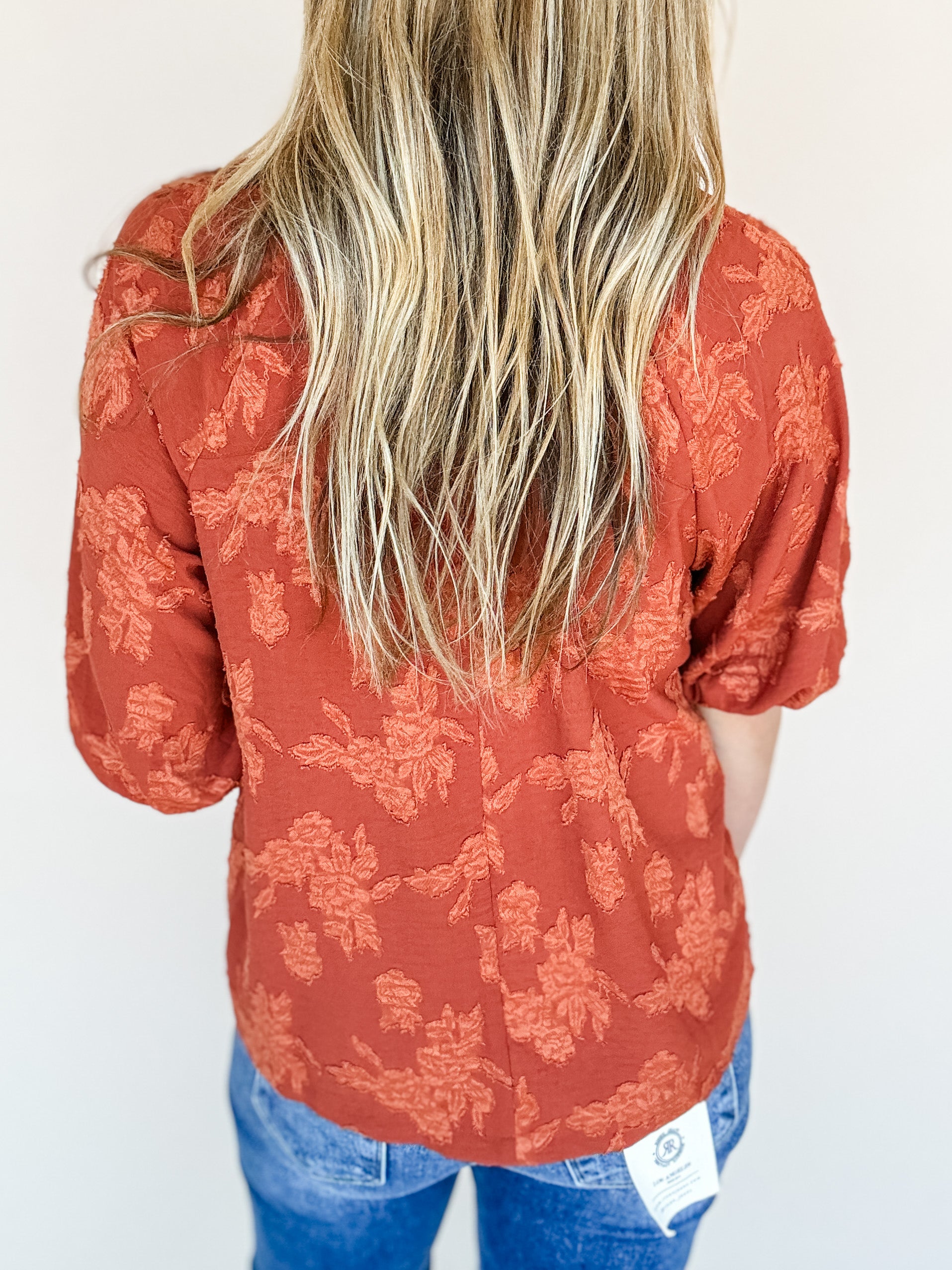 Ginger Floral Burnout Top