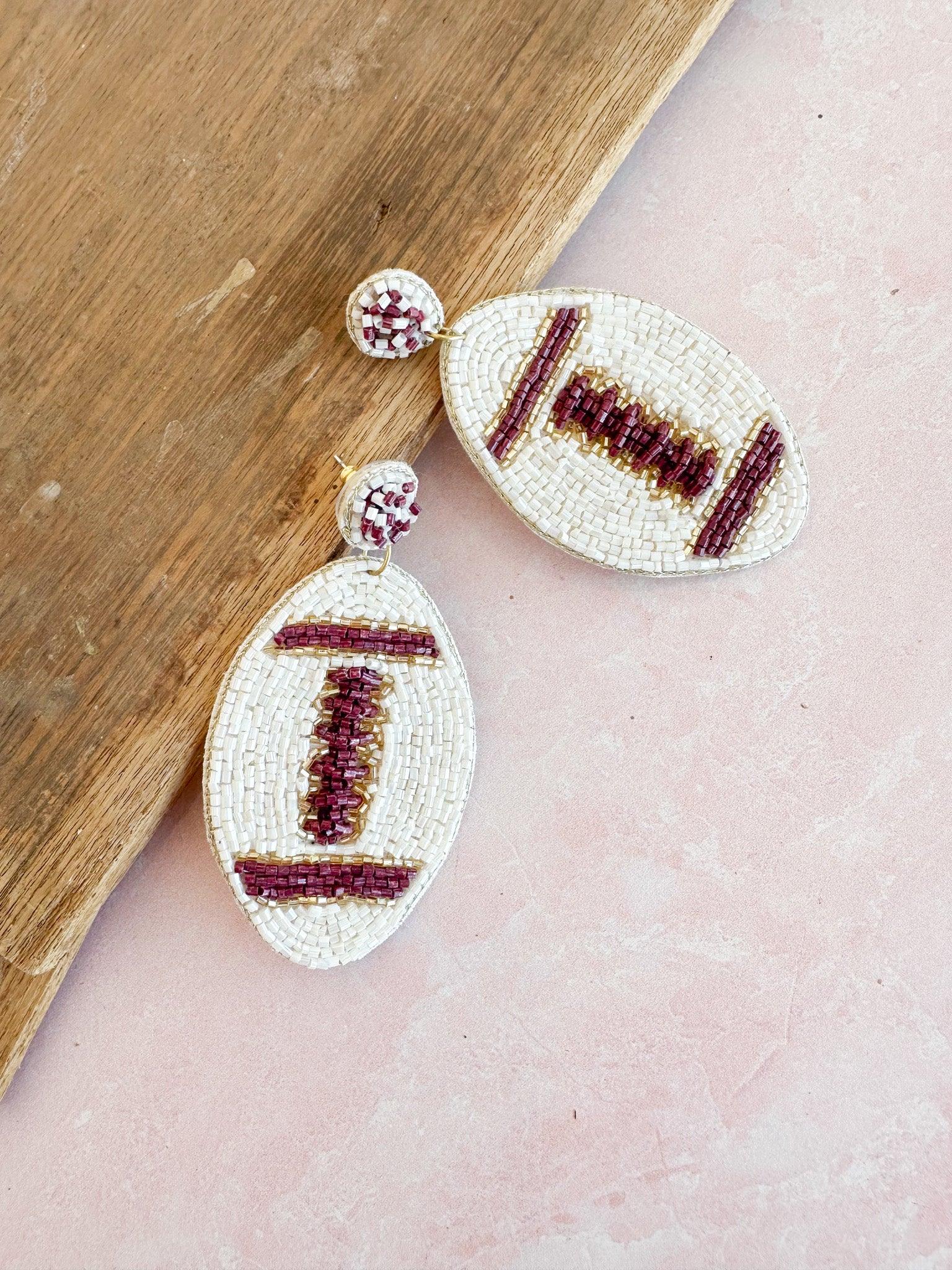 Varsity Beaded Football Earrings