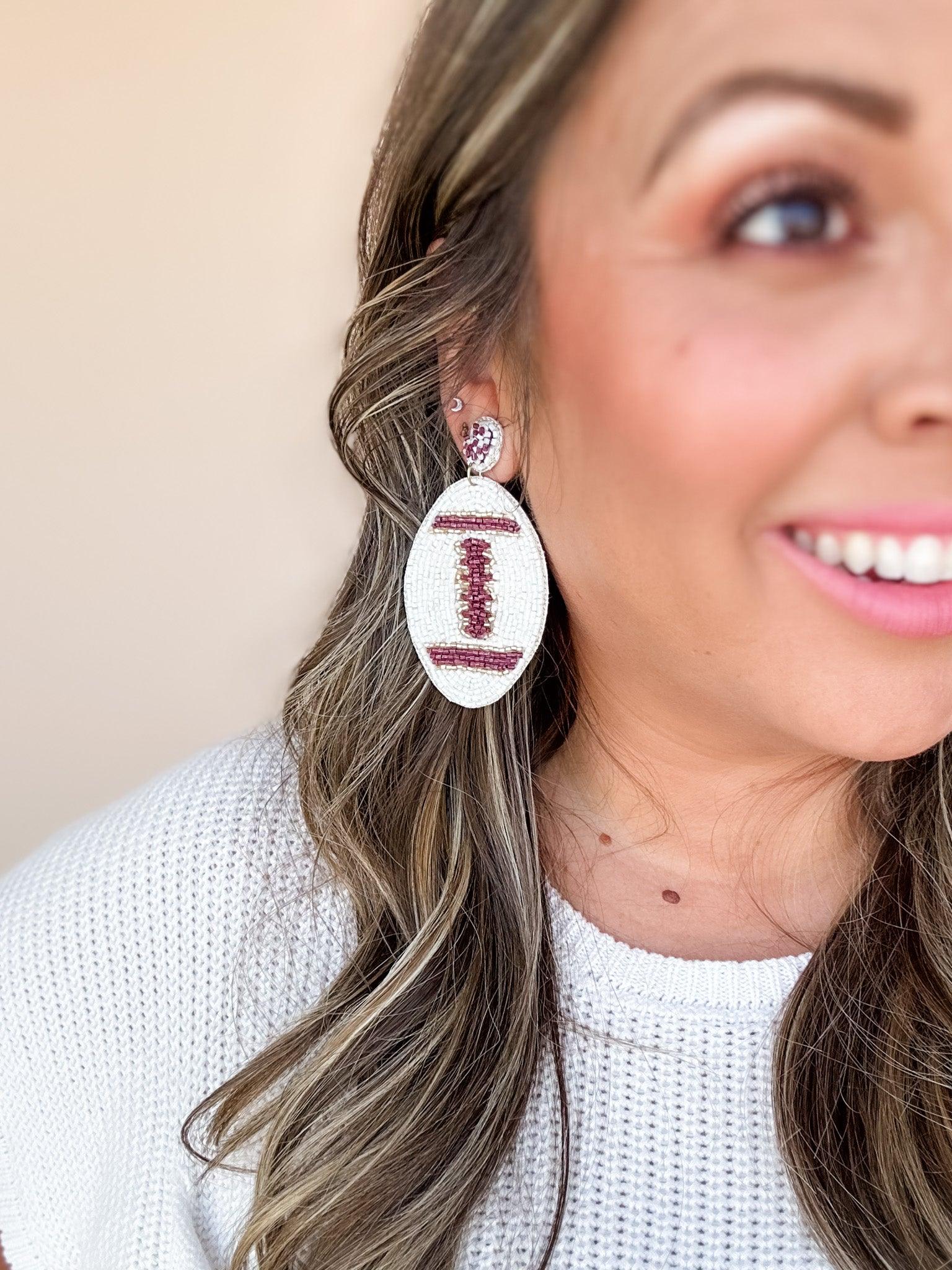 Varsity Beaded Football Earrings