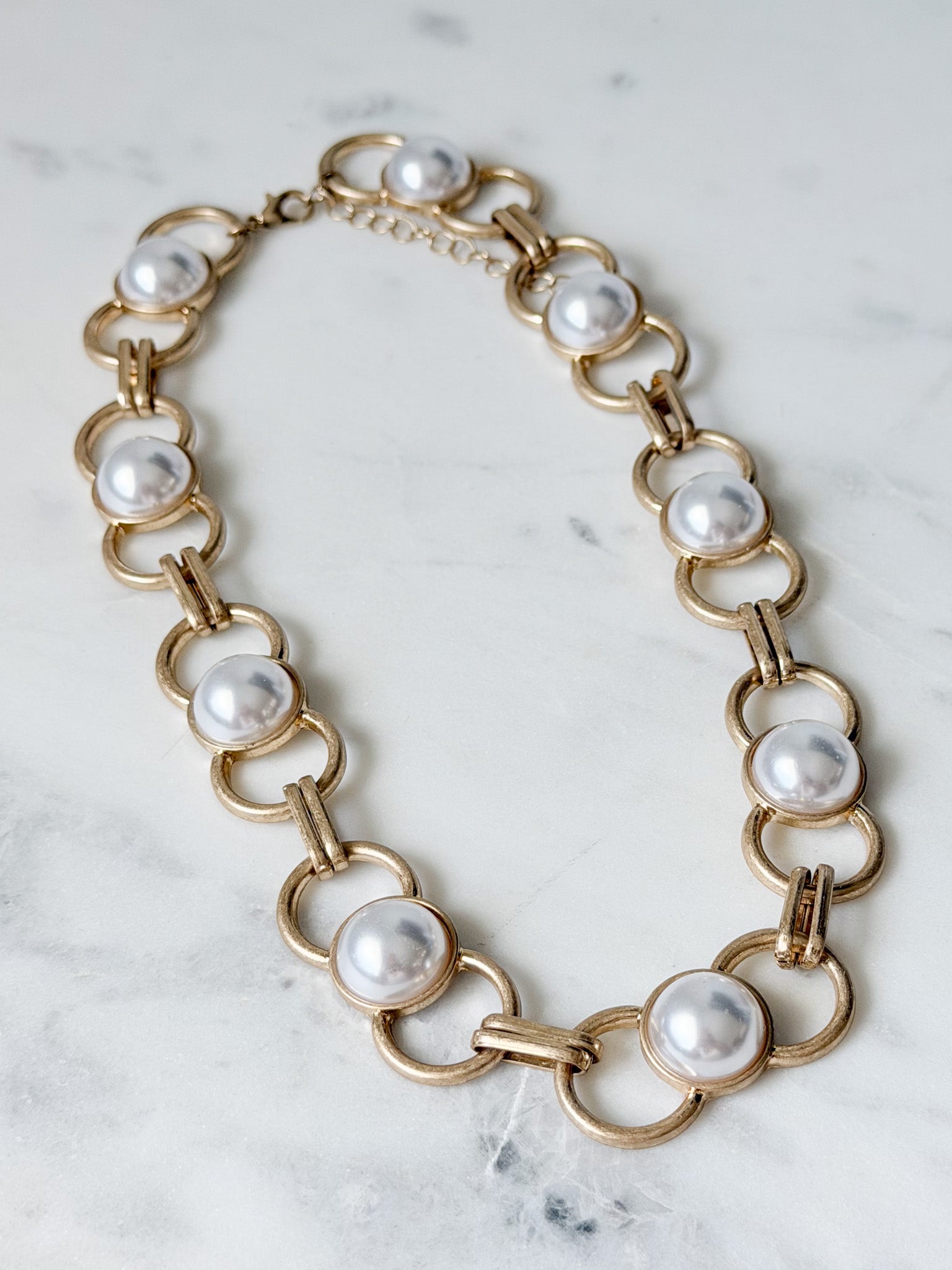 Pearl Ring Chain Necklace