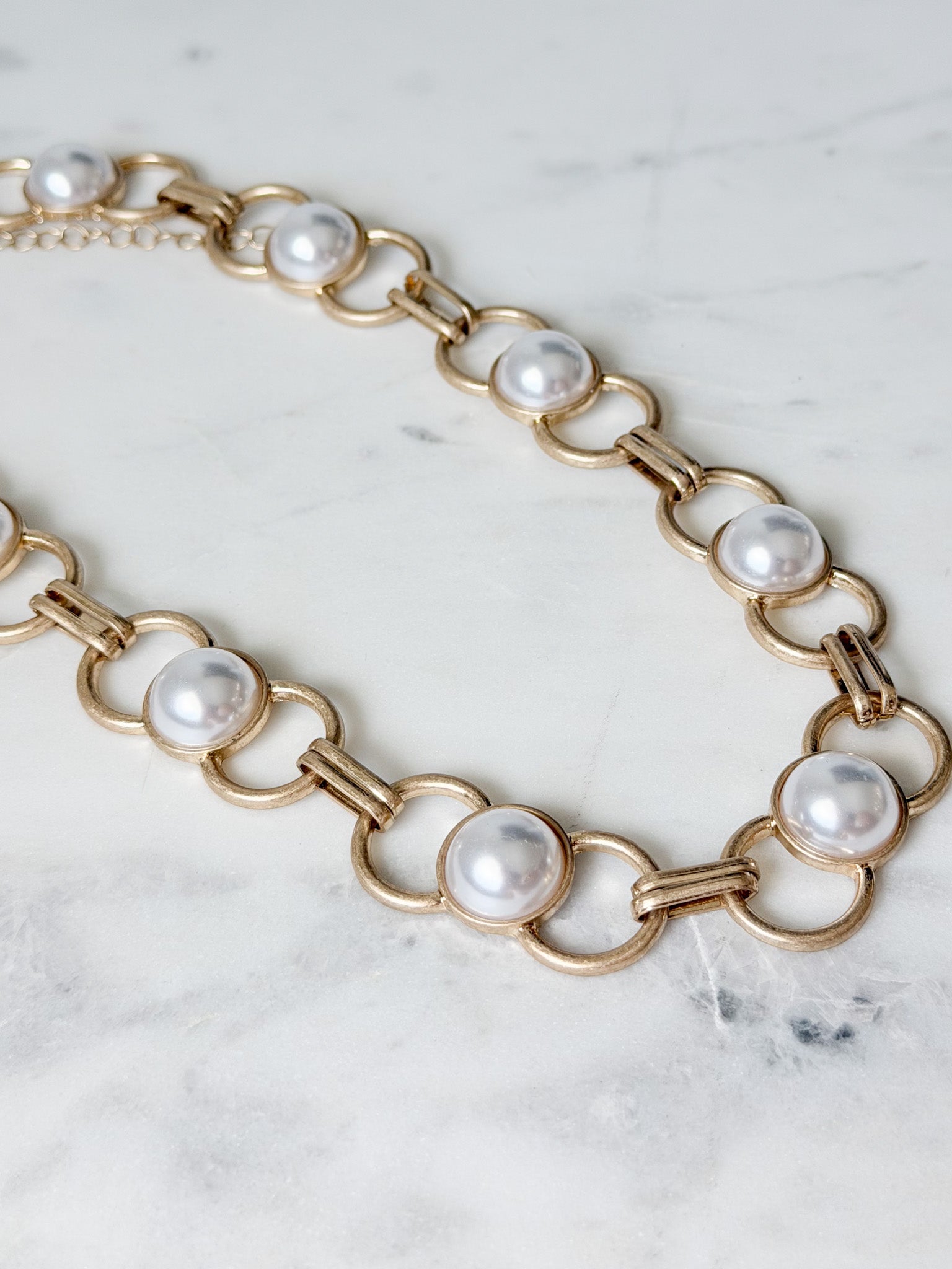 Pearl Ring Chain Necklace