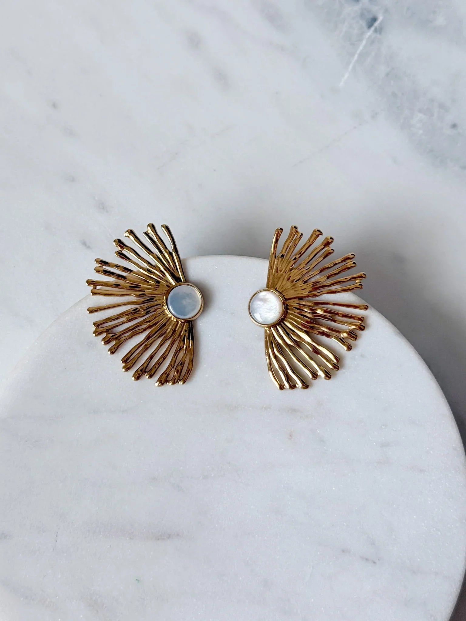 Sunburst Pearl Fan Earrings