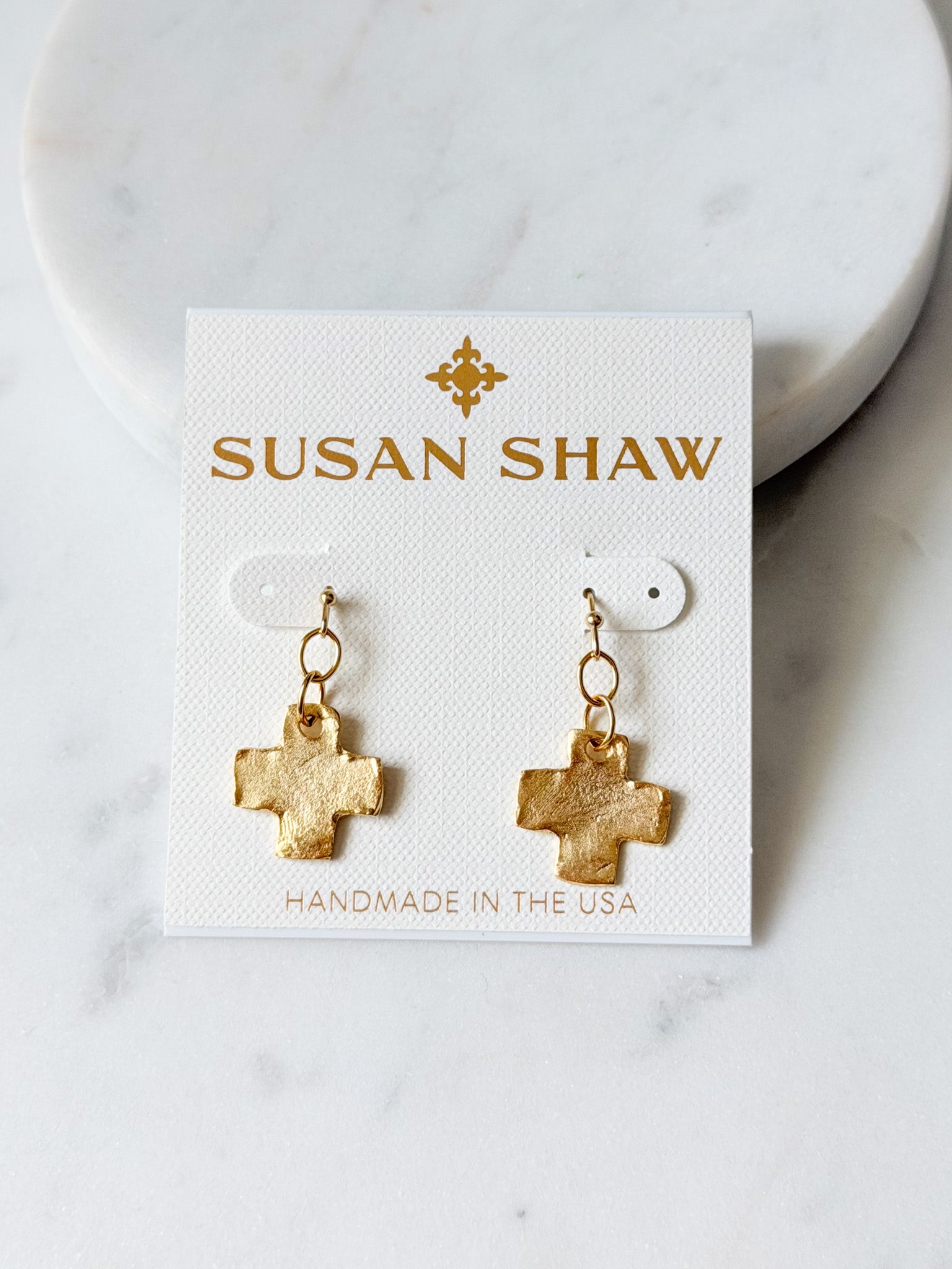 Mini Cross Drop Earrings | Susan Shaw