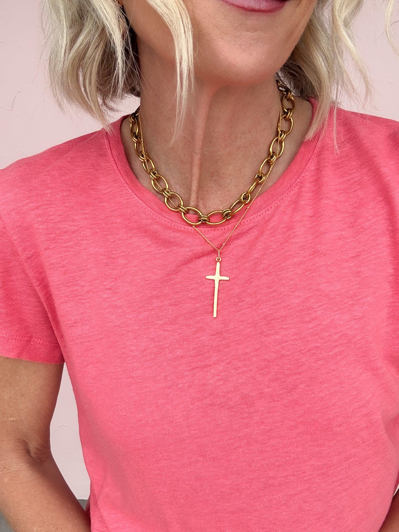 Hammered Cross Necklace: Susan Shaw
