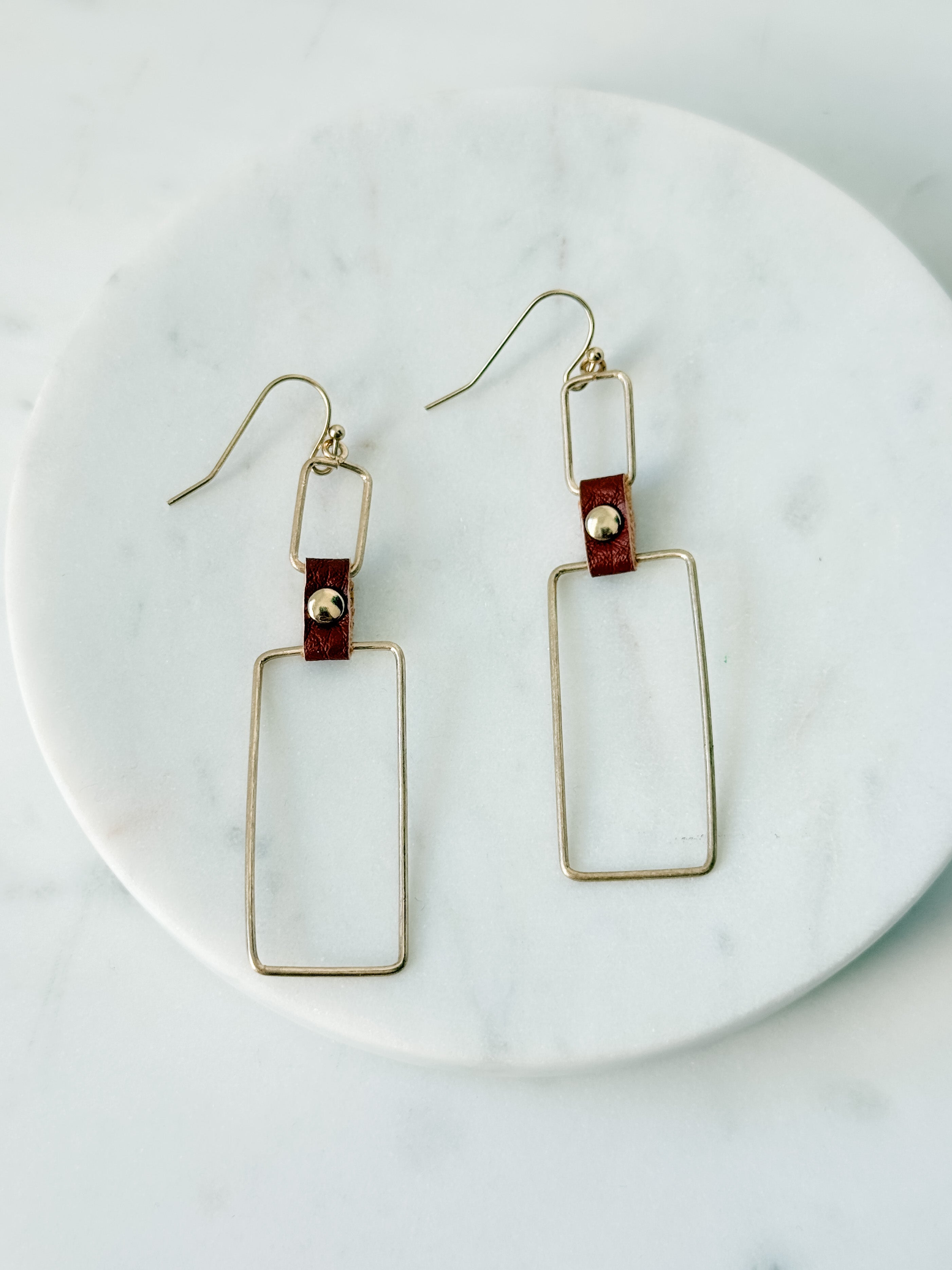 Nadia Leather Link Earrings