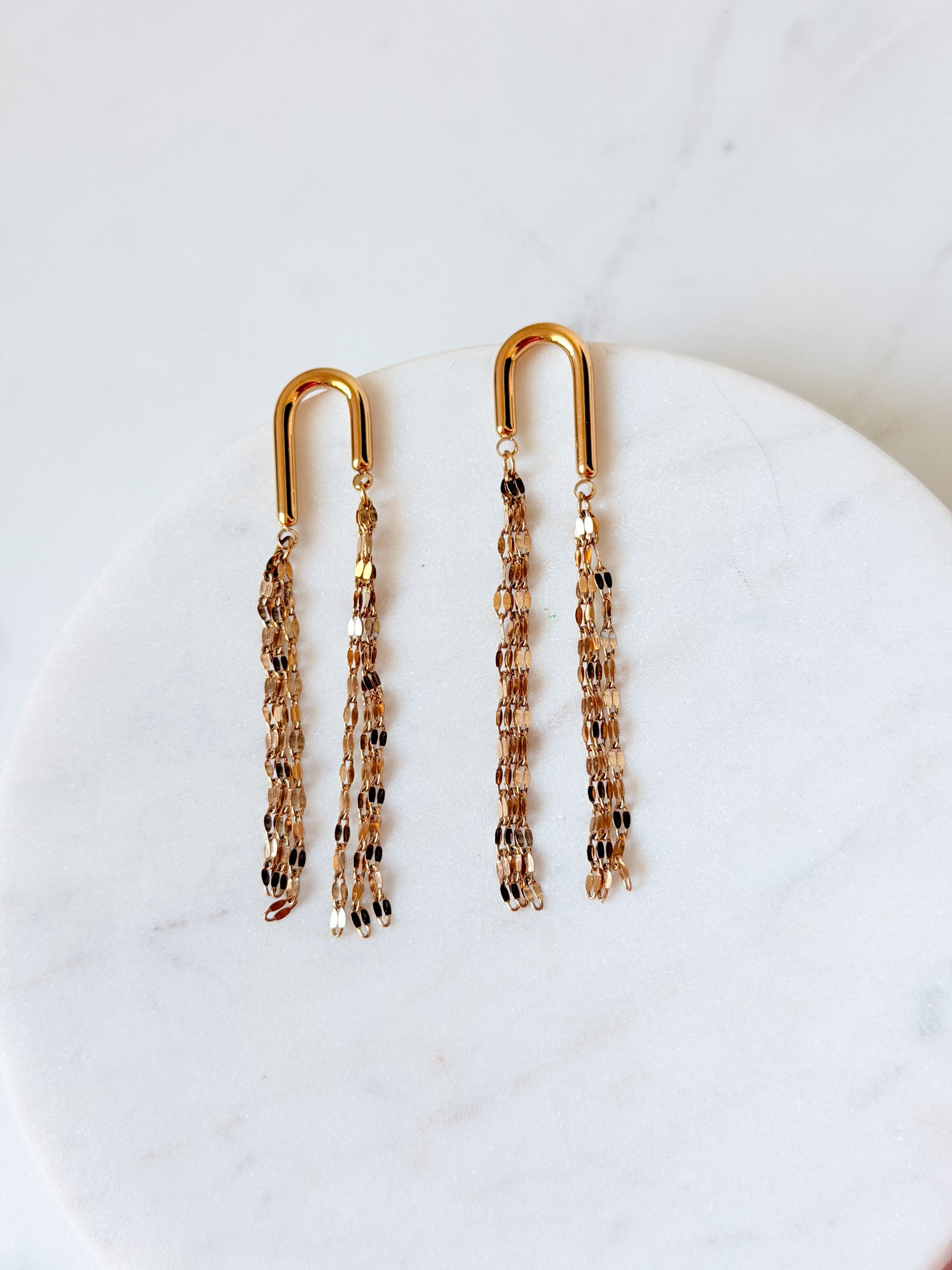 Golden Arch Fringe Earrings