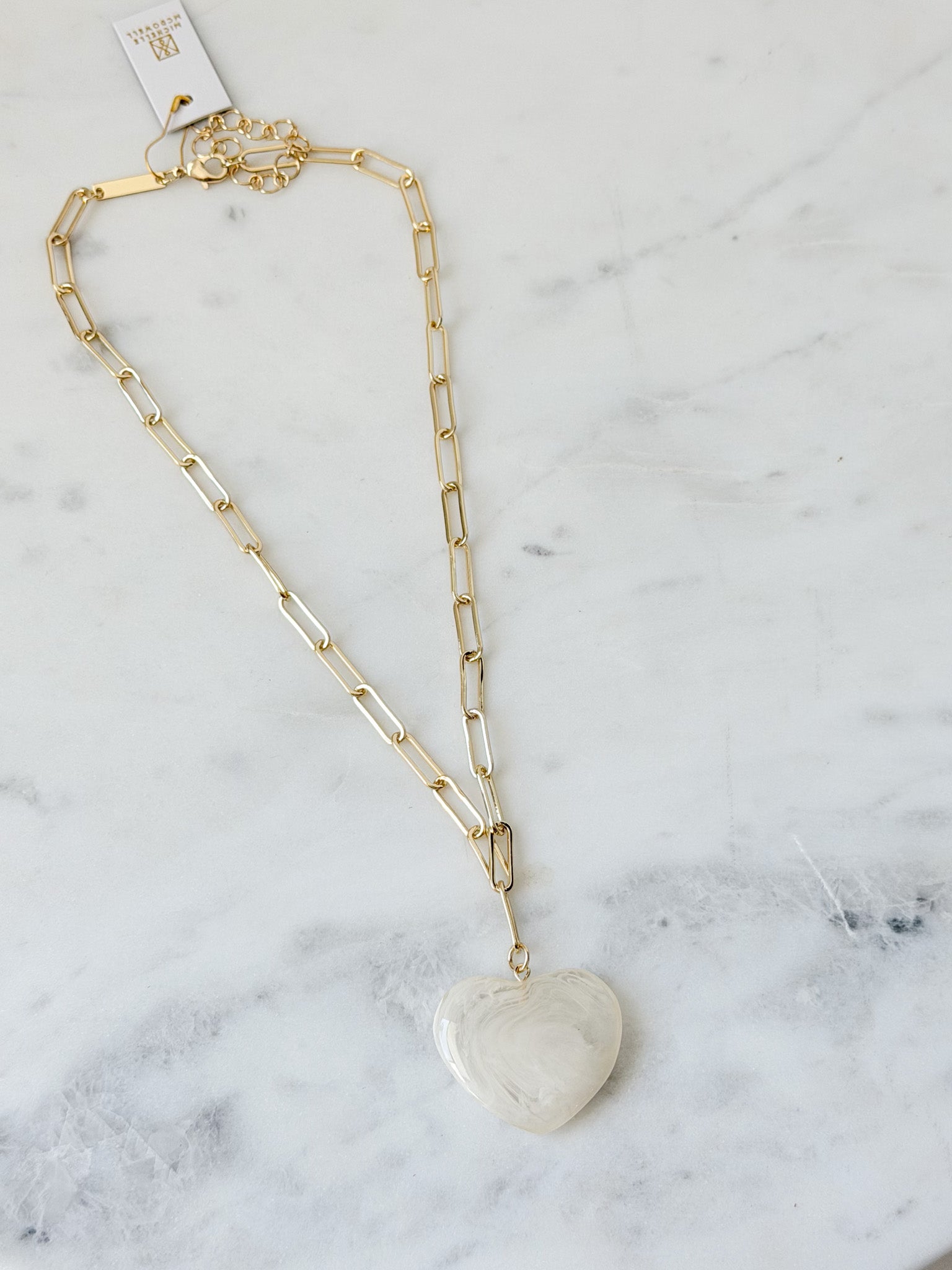 Natalia Heart Necklace | Cream