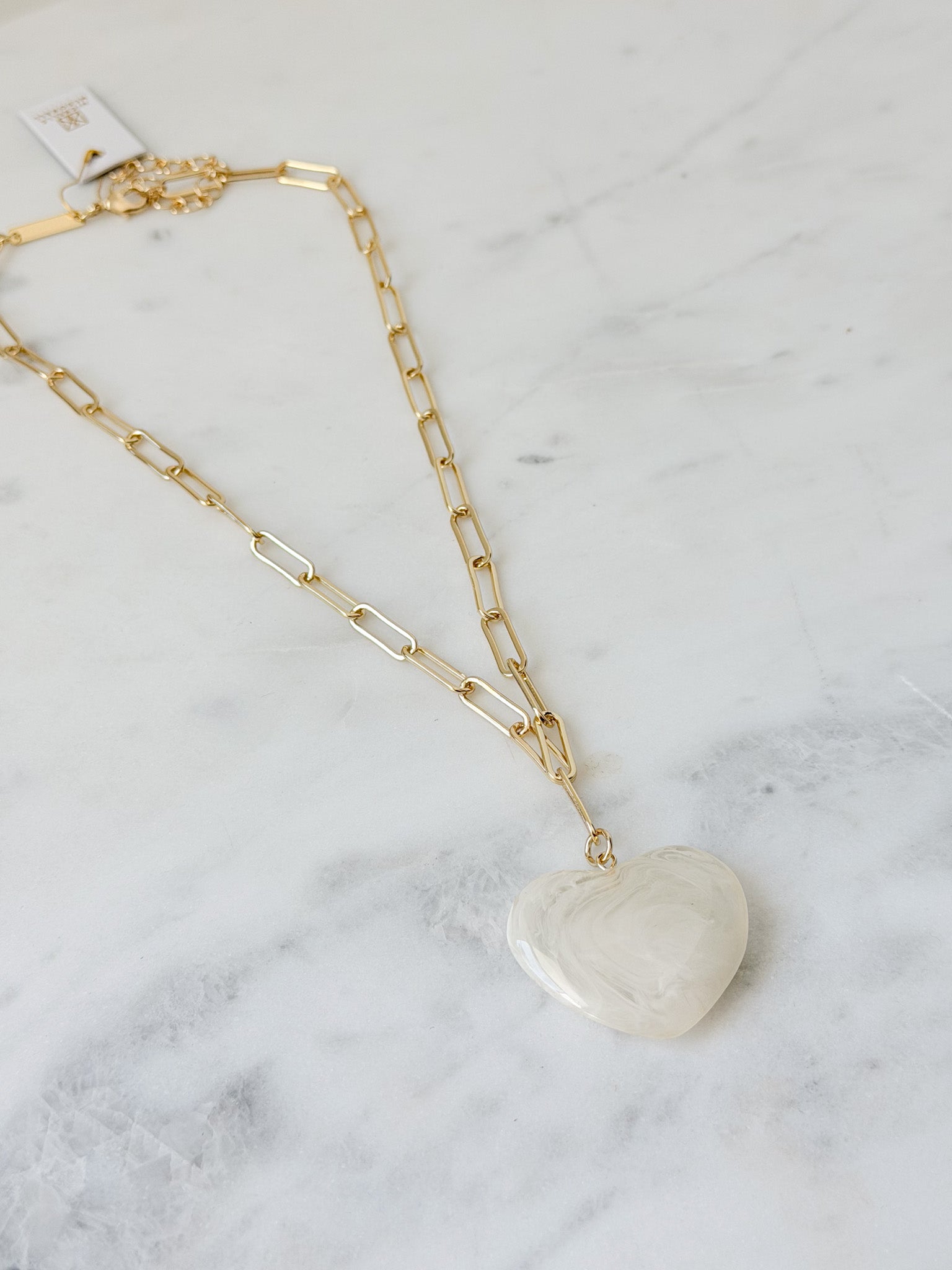 Natalia Heart Necklace | Cream